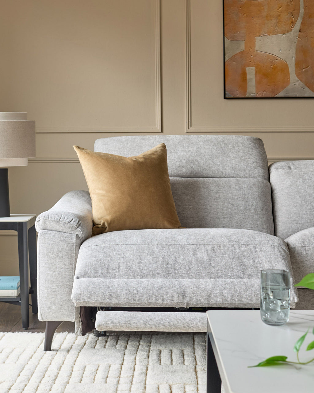 Serene Grey Fabric 3 Seater Recliner Sofa