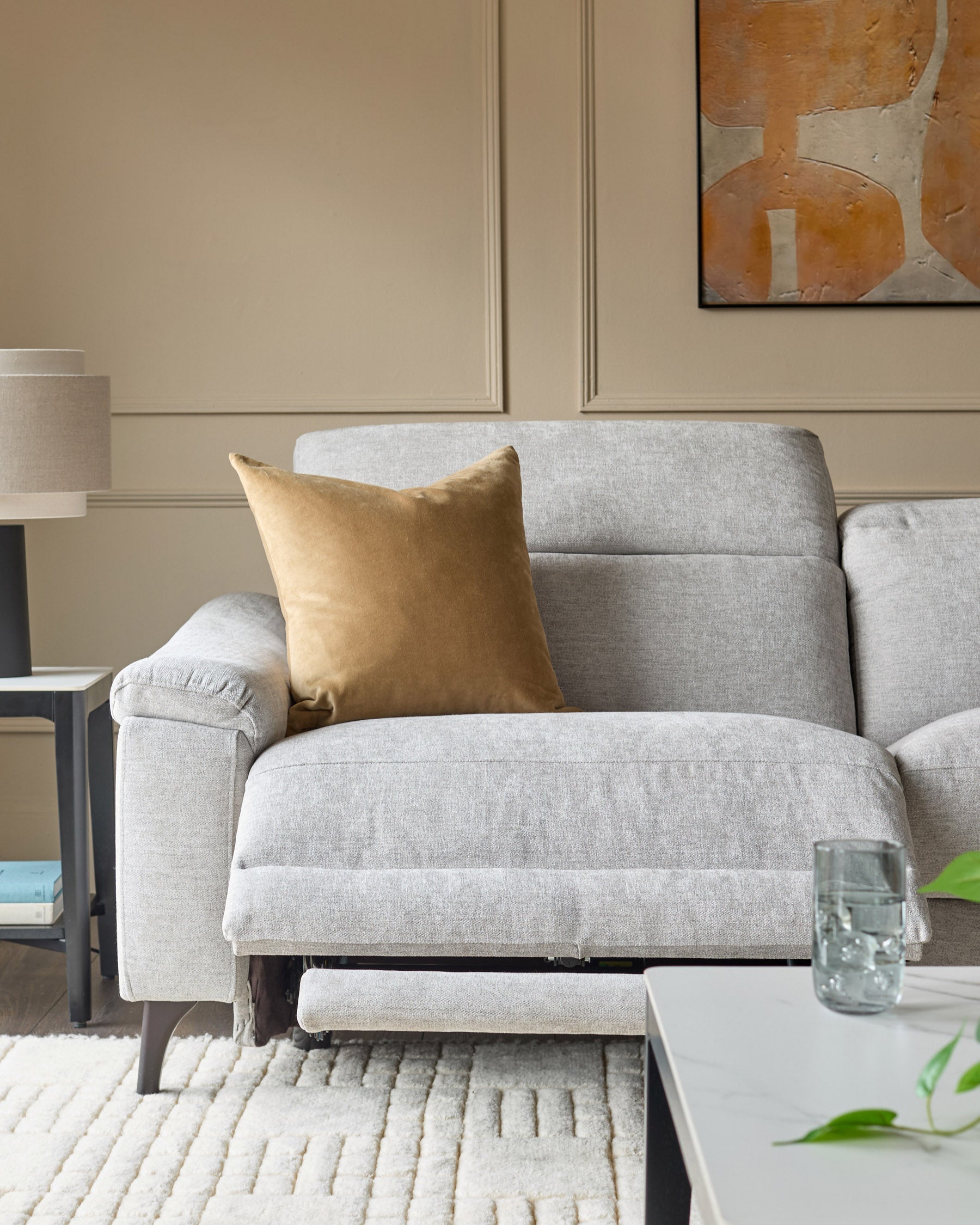 Serene Grey Fabric 3 Seater Recliner Sofa