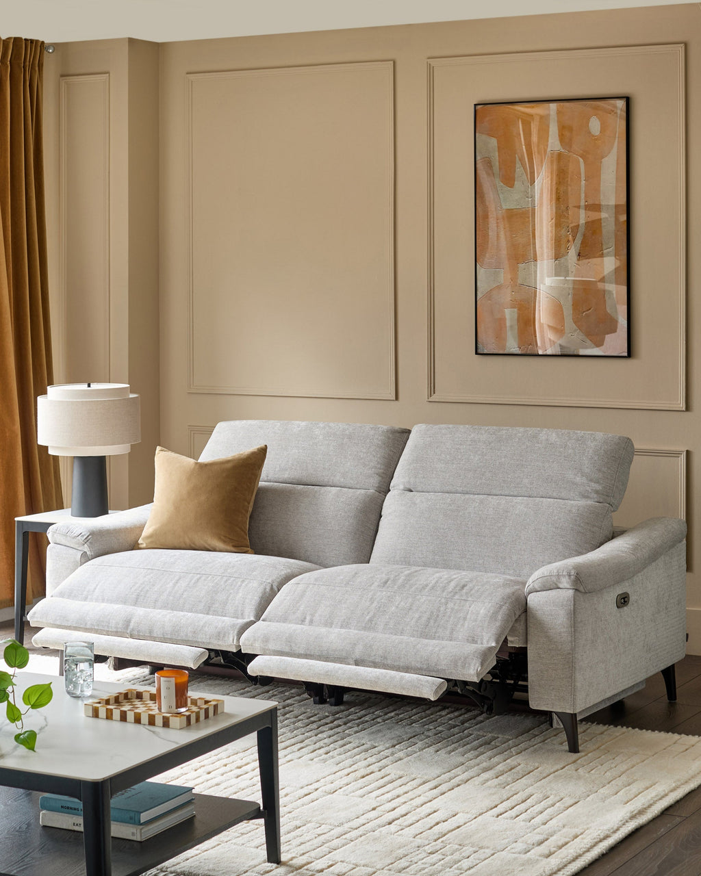 Serene Grey Fabric 3 Seater Recliner Sofa