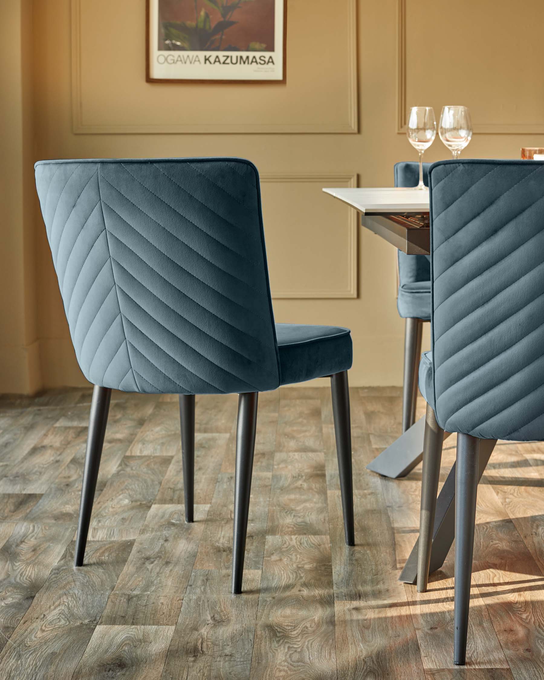Serena Blue Grey Velvet Dining Chair
