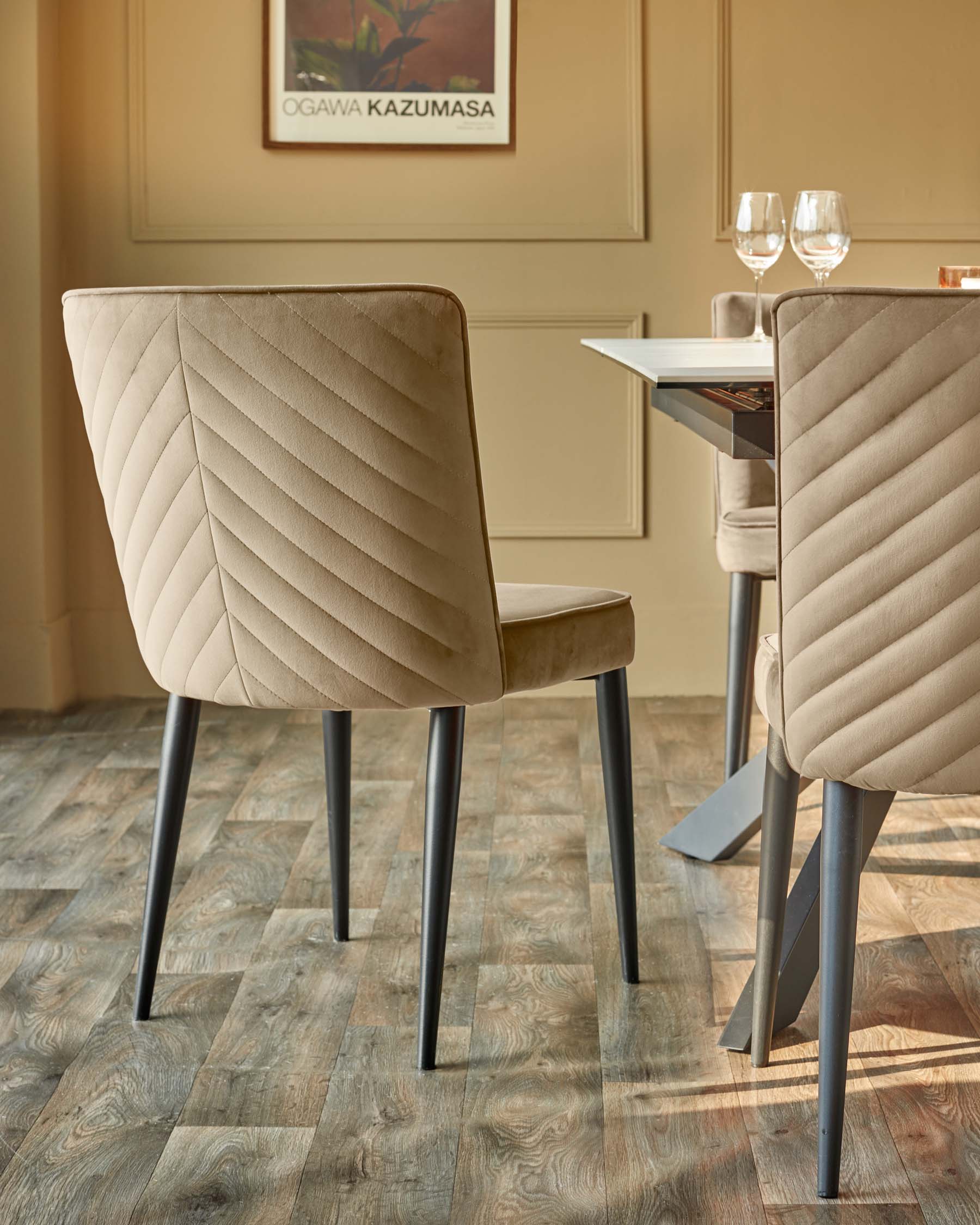 Serena champagne velvet dining chair