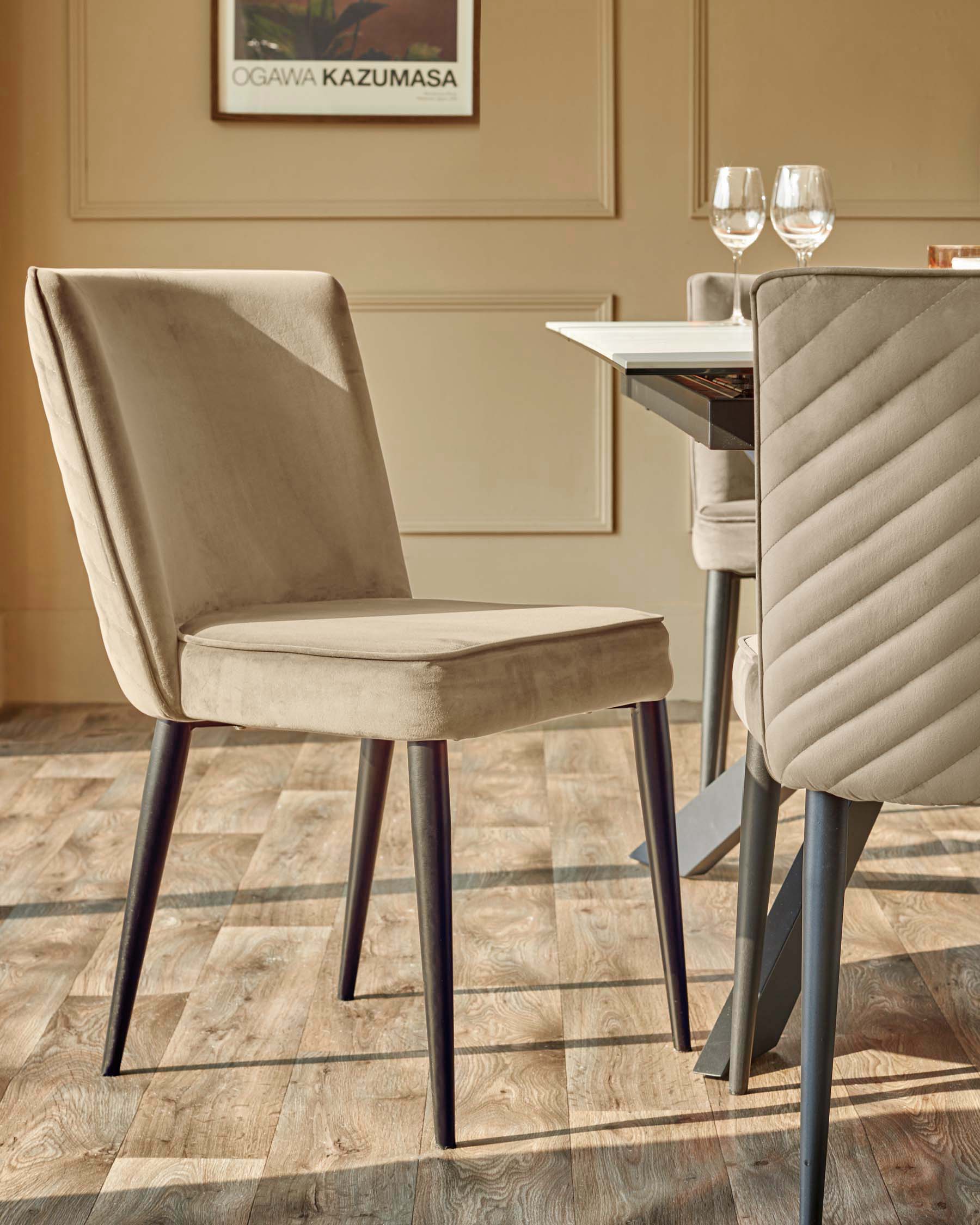 Serena champagne velvet dining chair