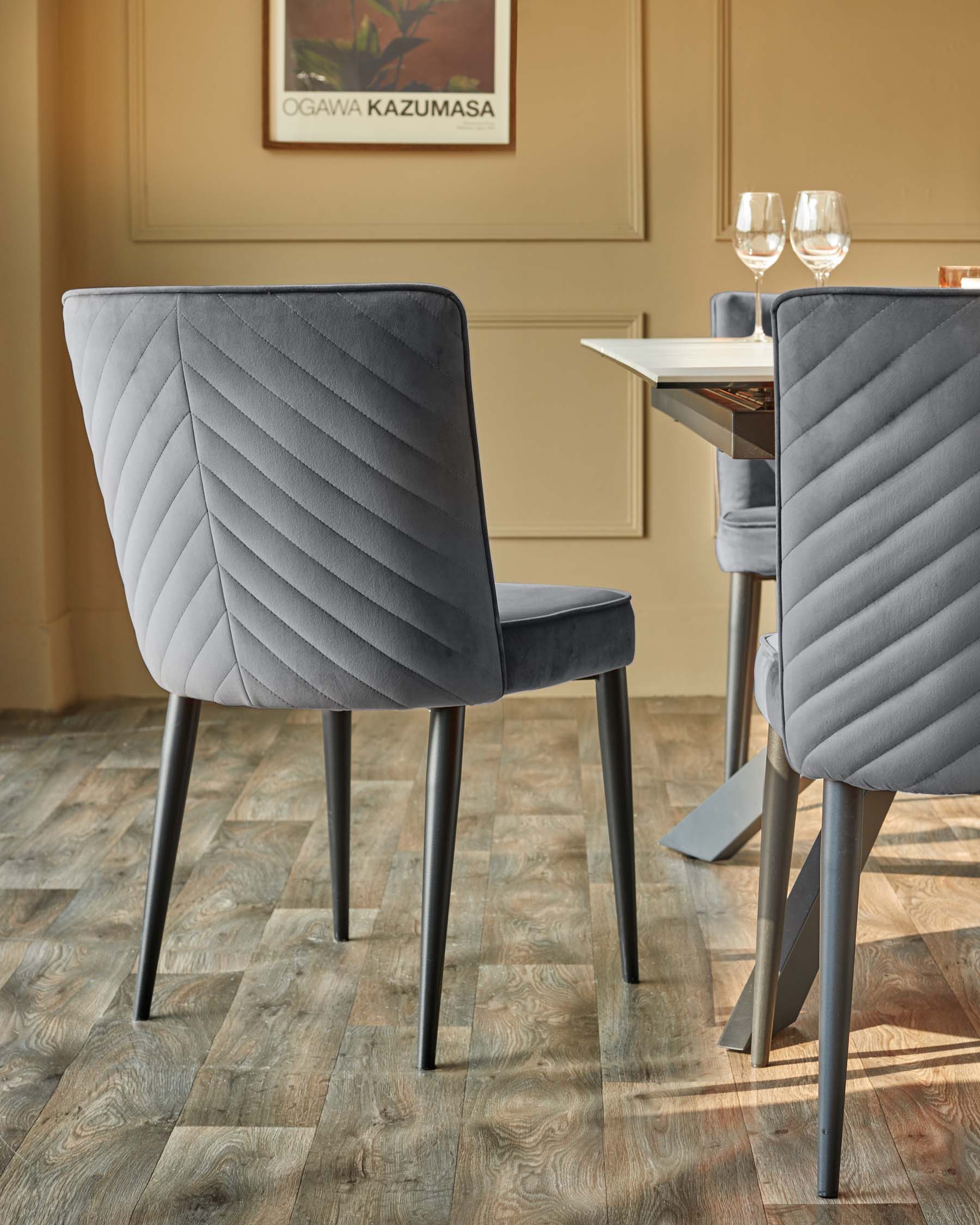 Serena dark grey velvet dining chair