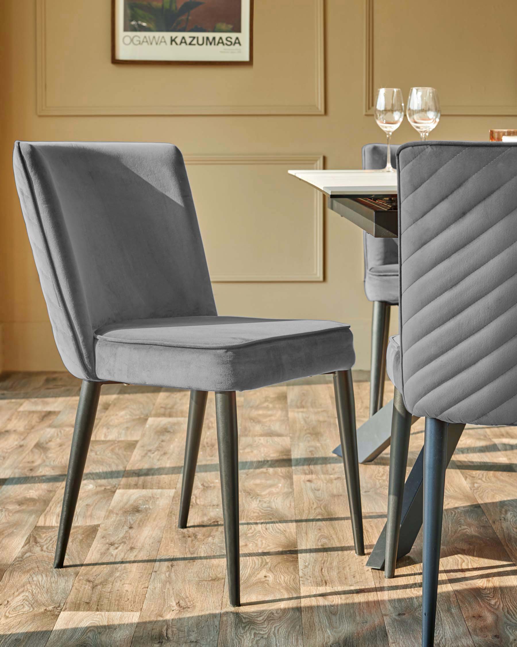 Serena dark grey velvet dining chair
