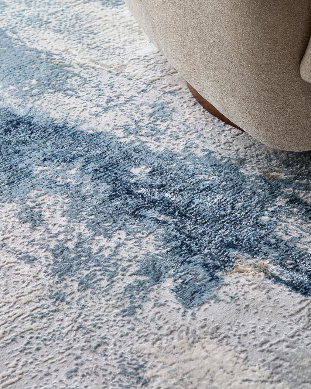 Sienna blue grey textured medium rug