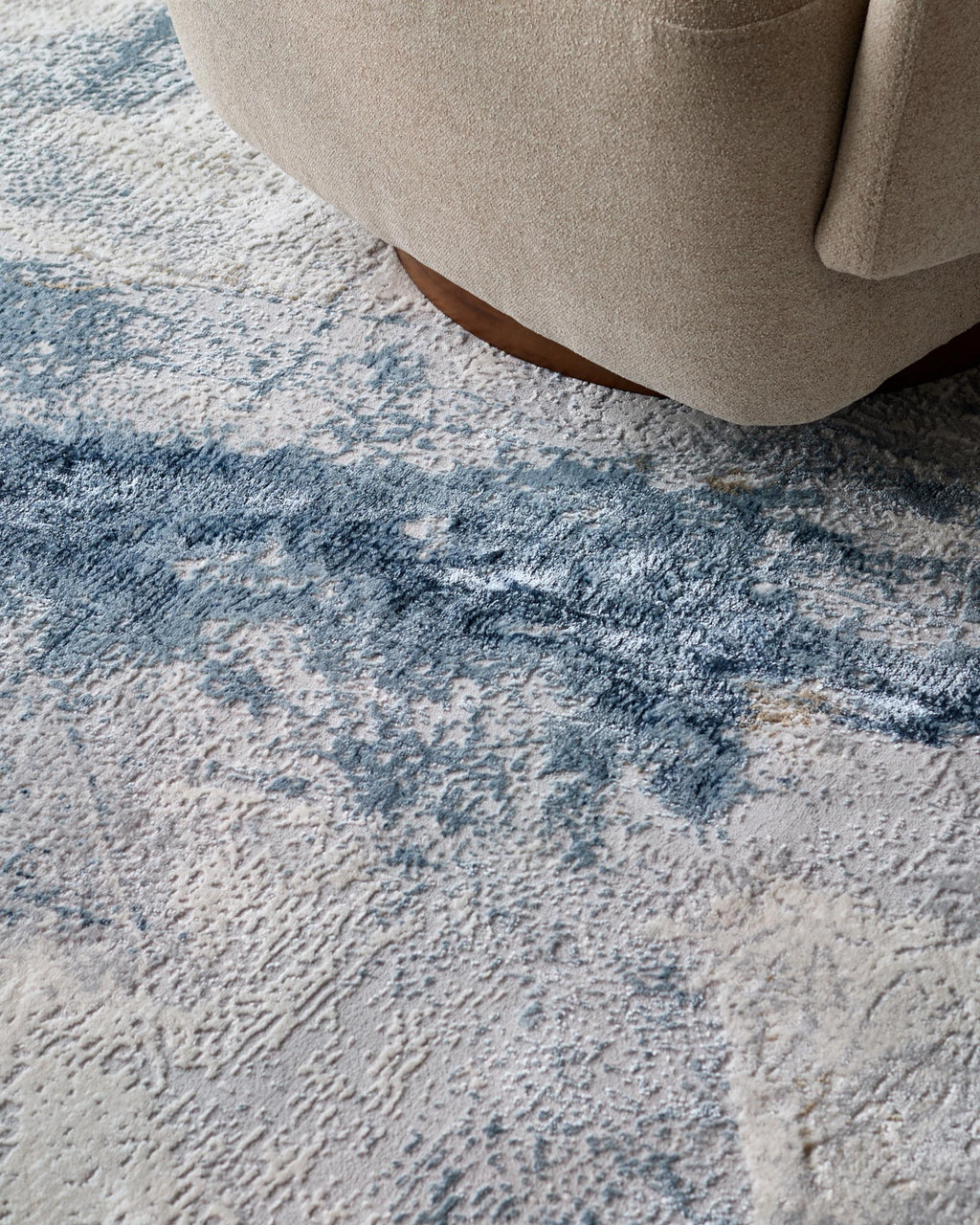 Sienna blue grey textured small rug