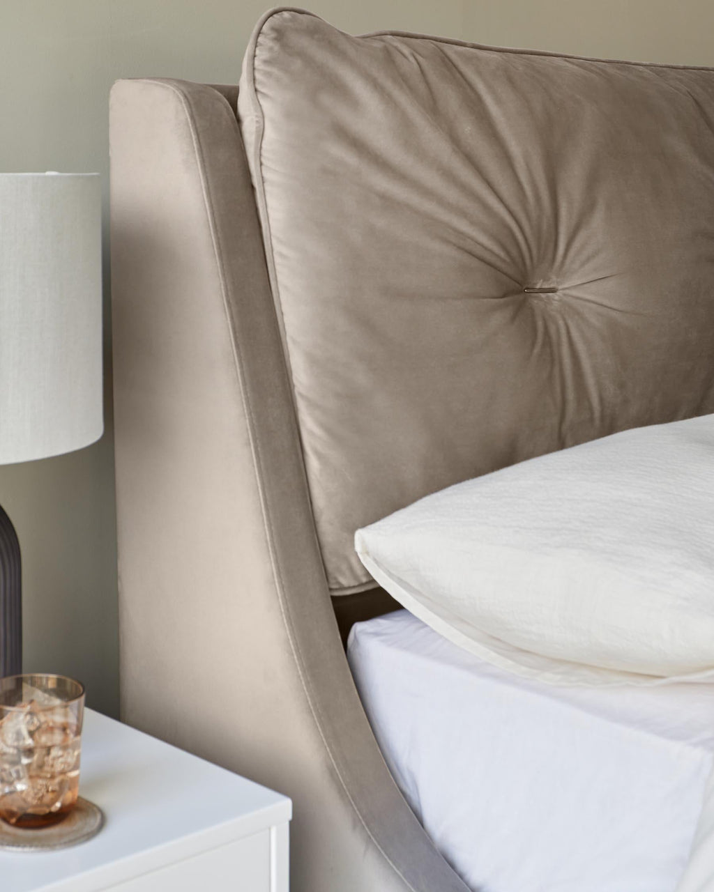 Siesta champagne velvet super king size ottoman storage bed