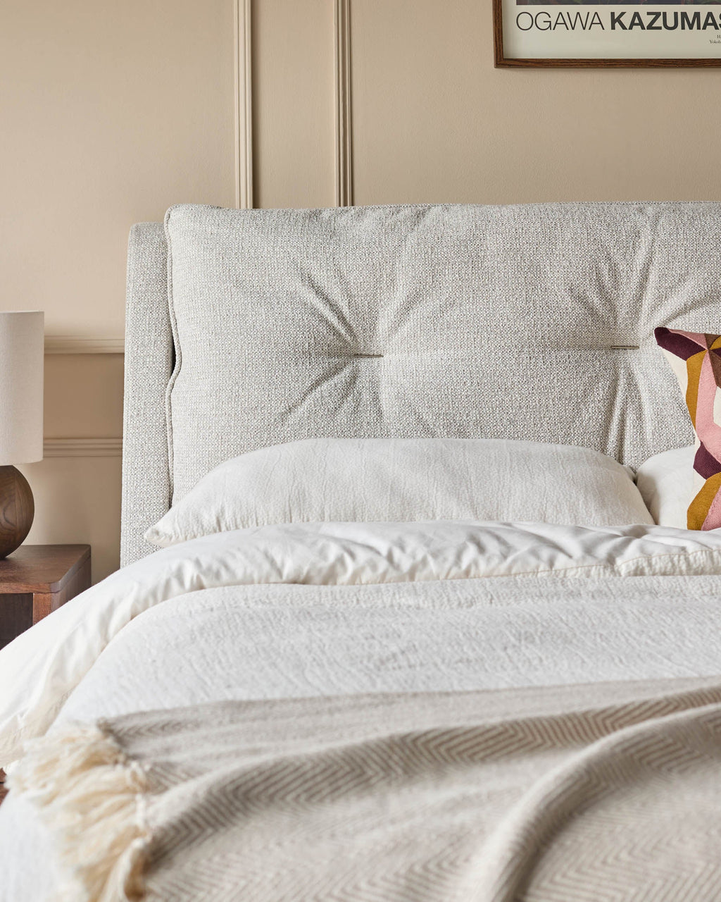 Siesta natural fabric king ottoman storage bed