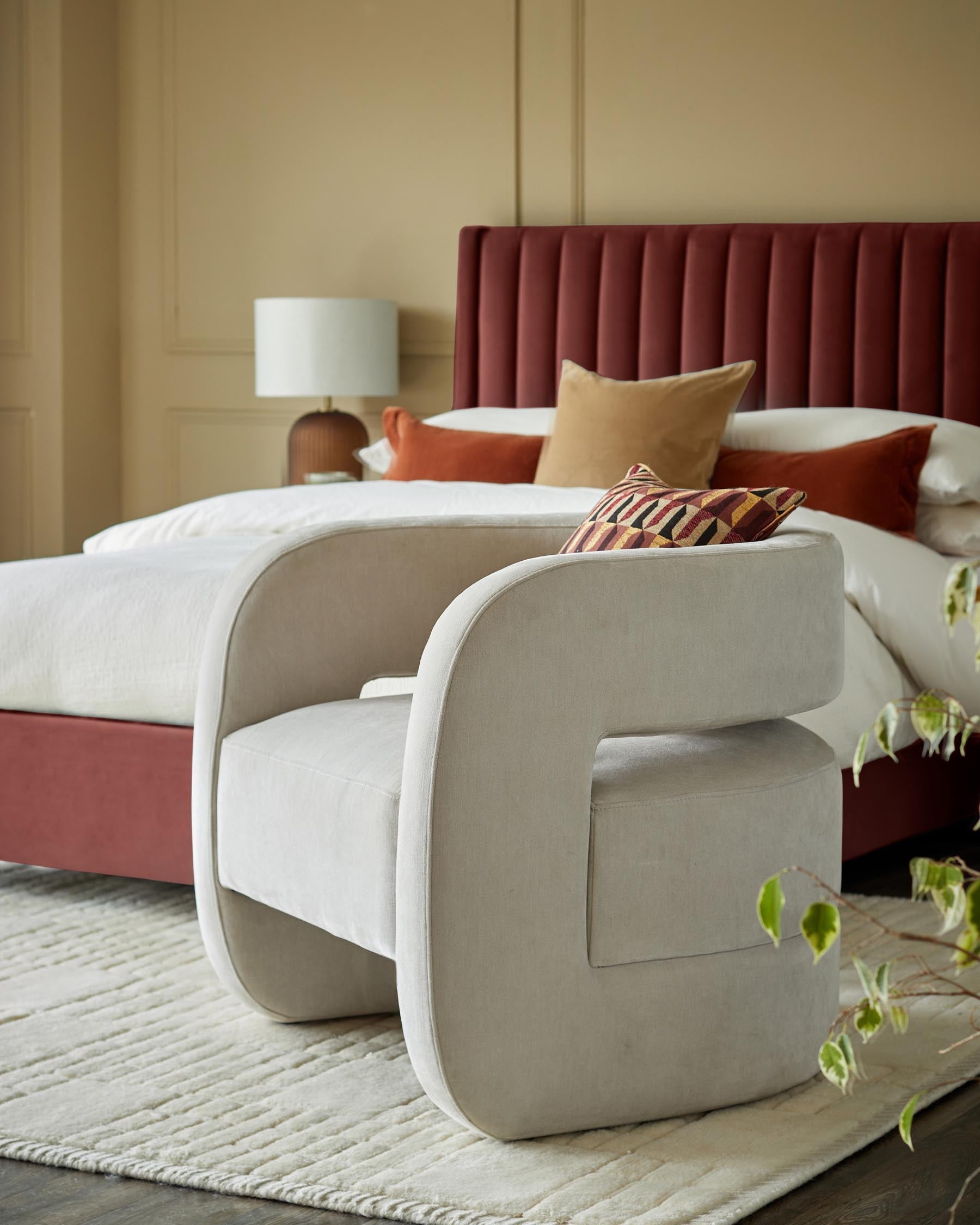 Silas natural grey fabric accent chair