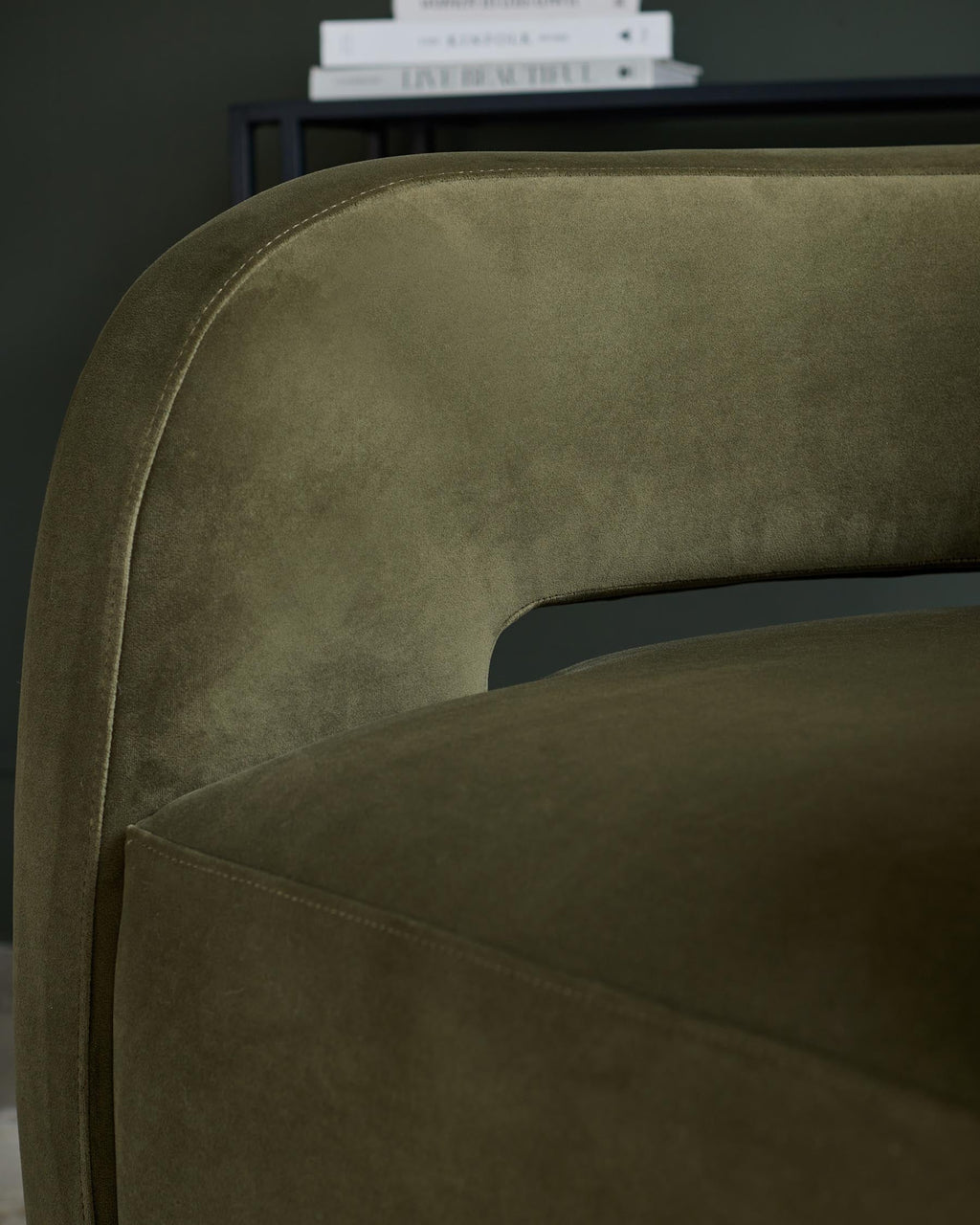 Silas olive green velvet accent chair