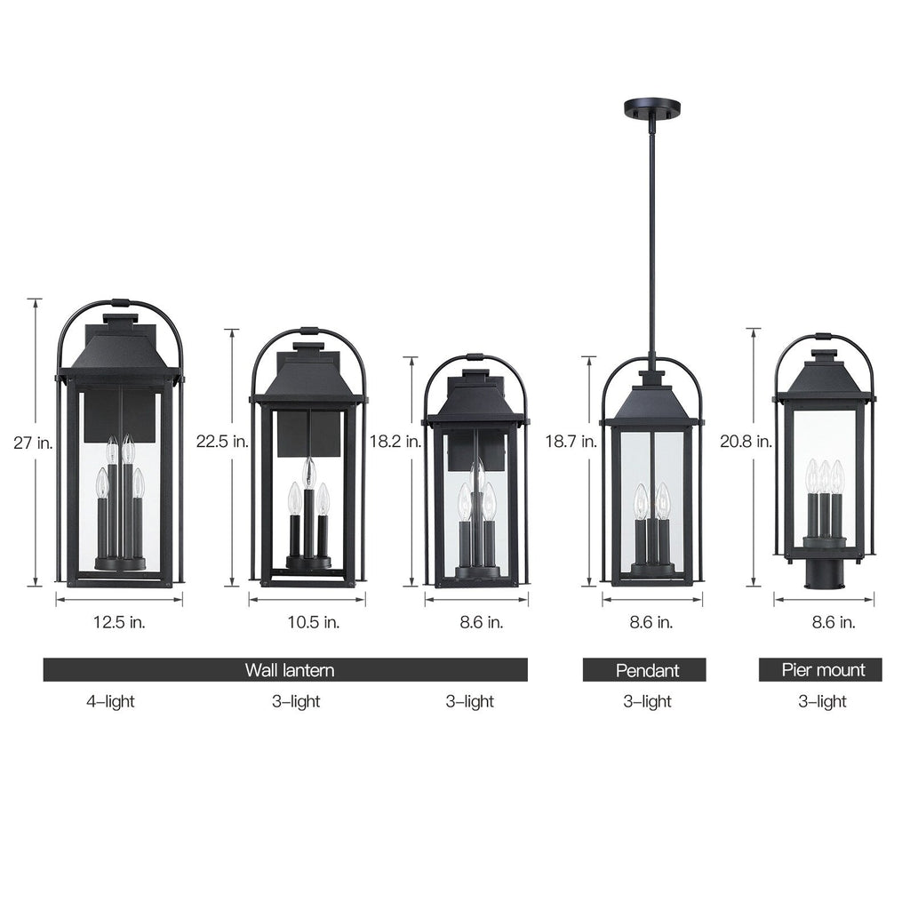 Brits Black Outdoor Wall Lantern Sconce Light