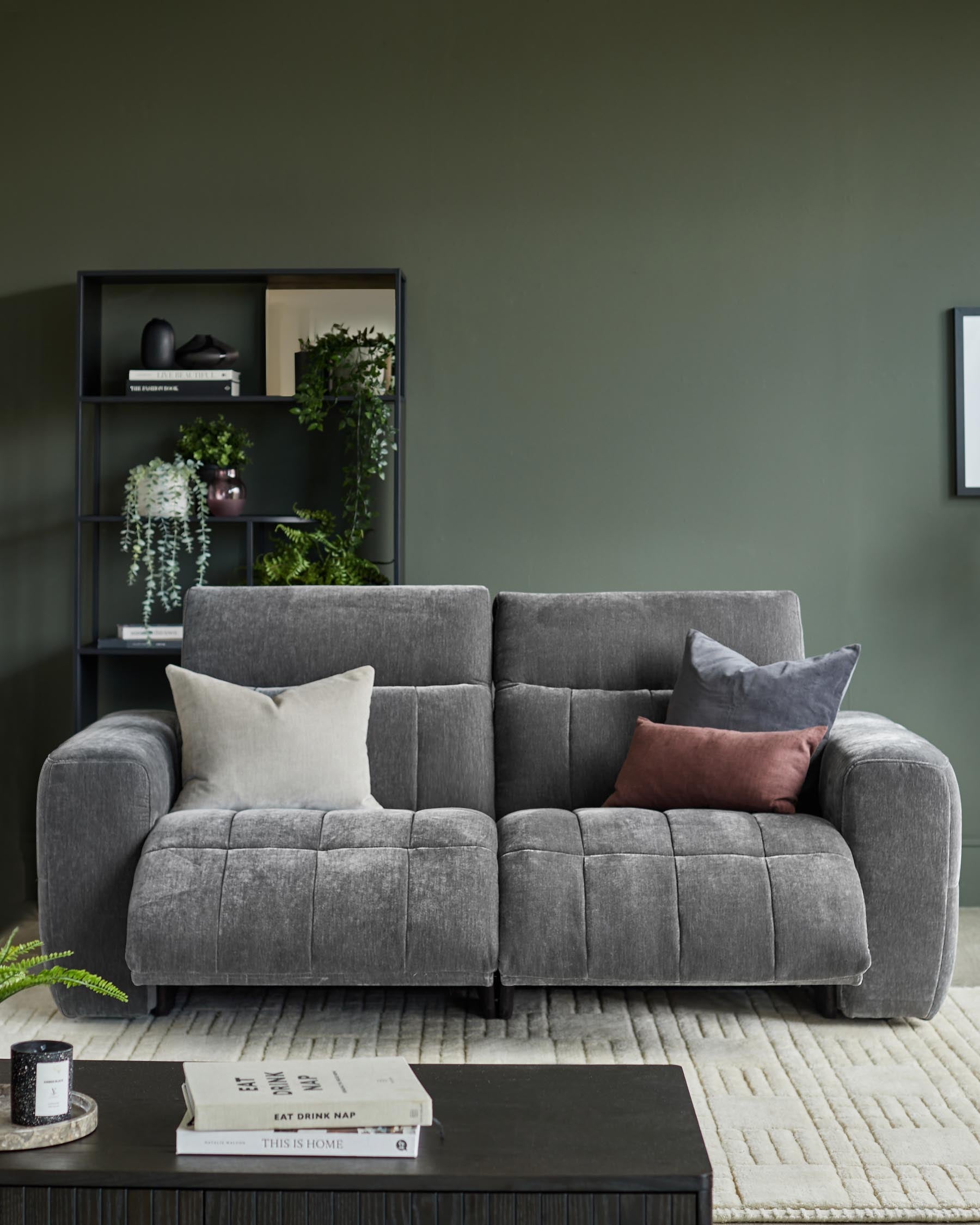 Skye dark grey fabric 2 seater recliner sofa