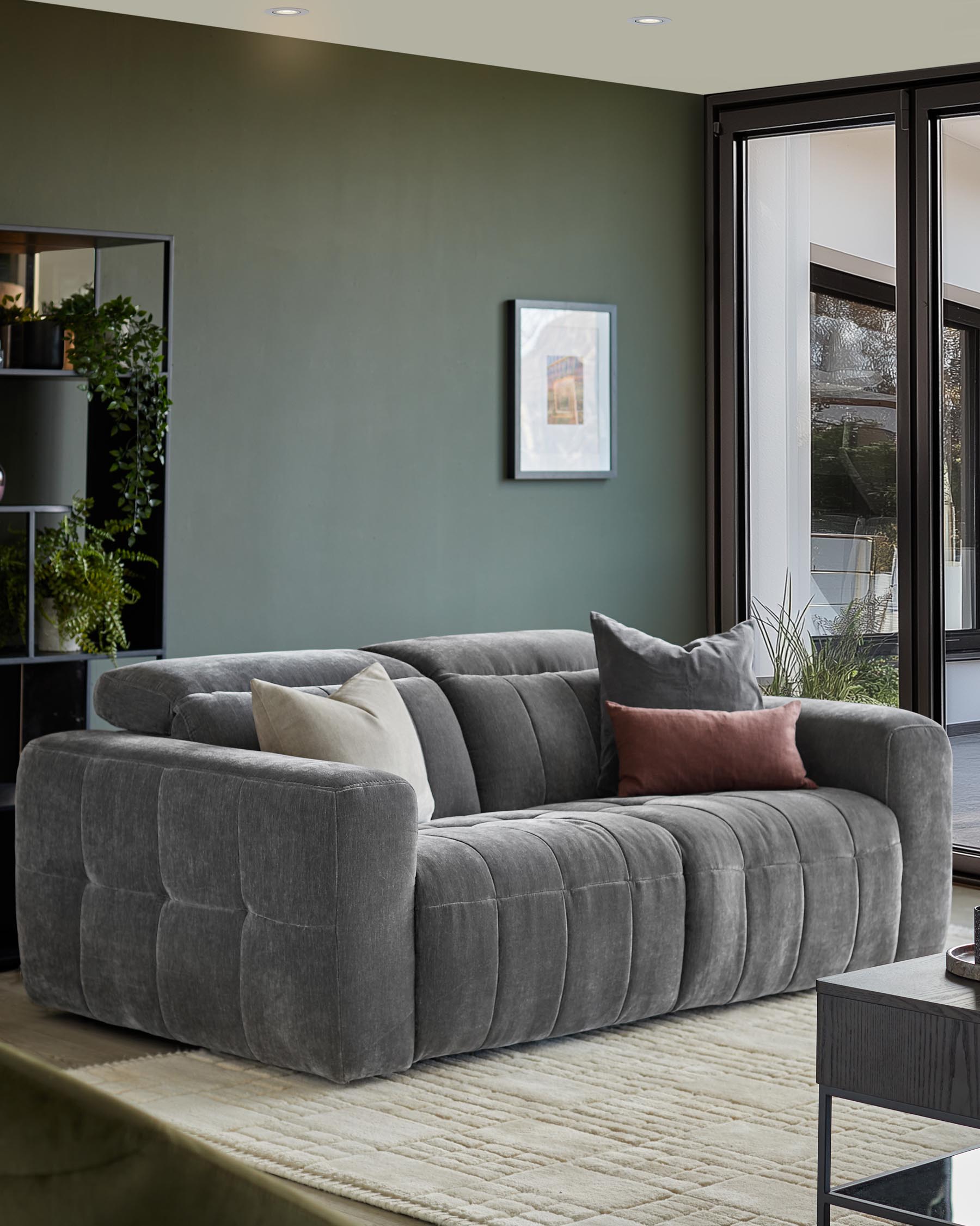 Skye dark grey fabric 2 seater recliner sofa