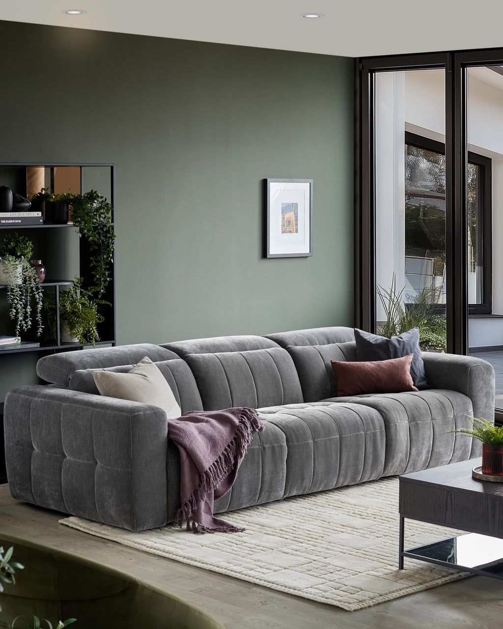 Skye dark grey fabric 3 seater recliner sofa