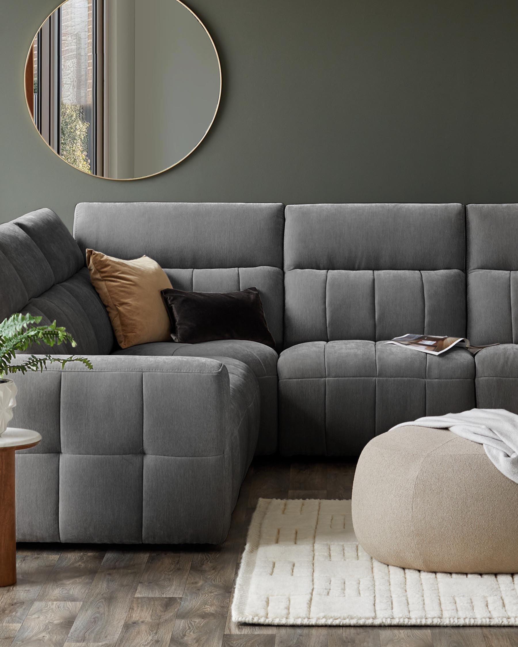 Skye dark grey fabric single sofa module