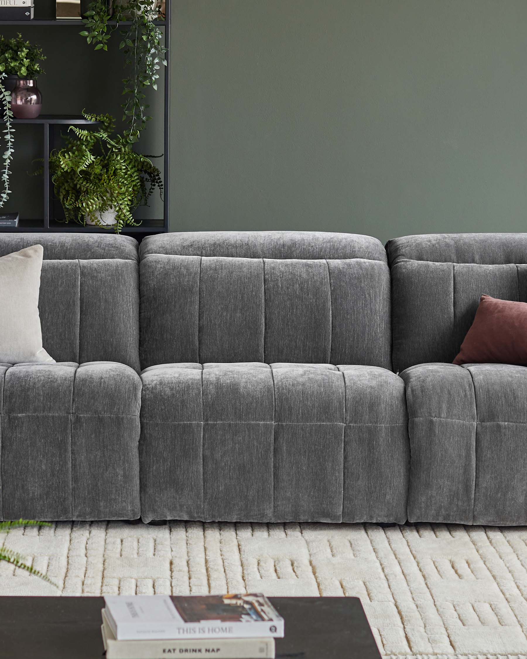 Skye dark grey fabric single sofa module