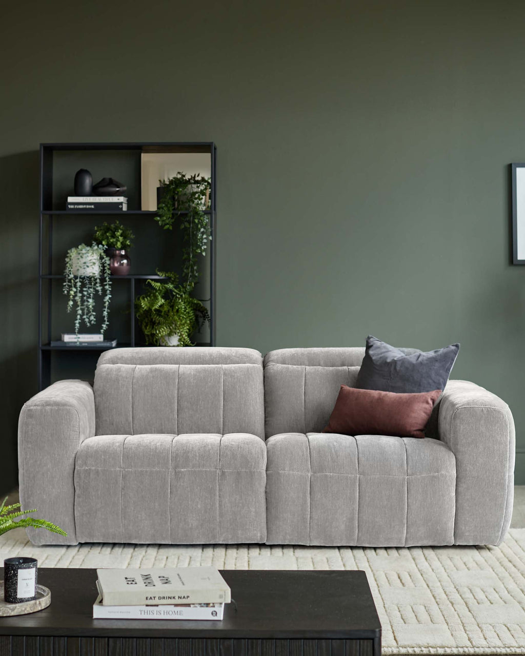 Skye light grey fabric 2 seater recliner sofa