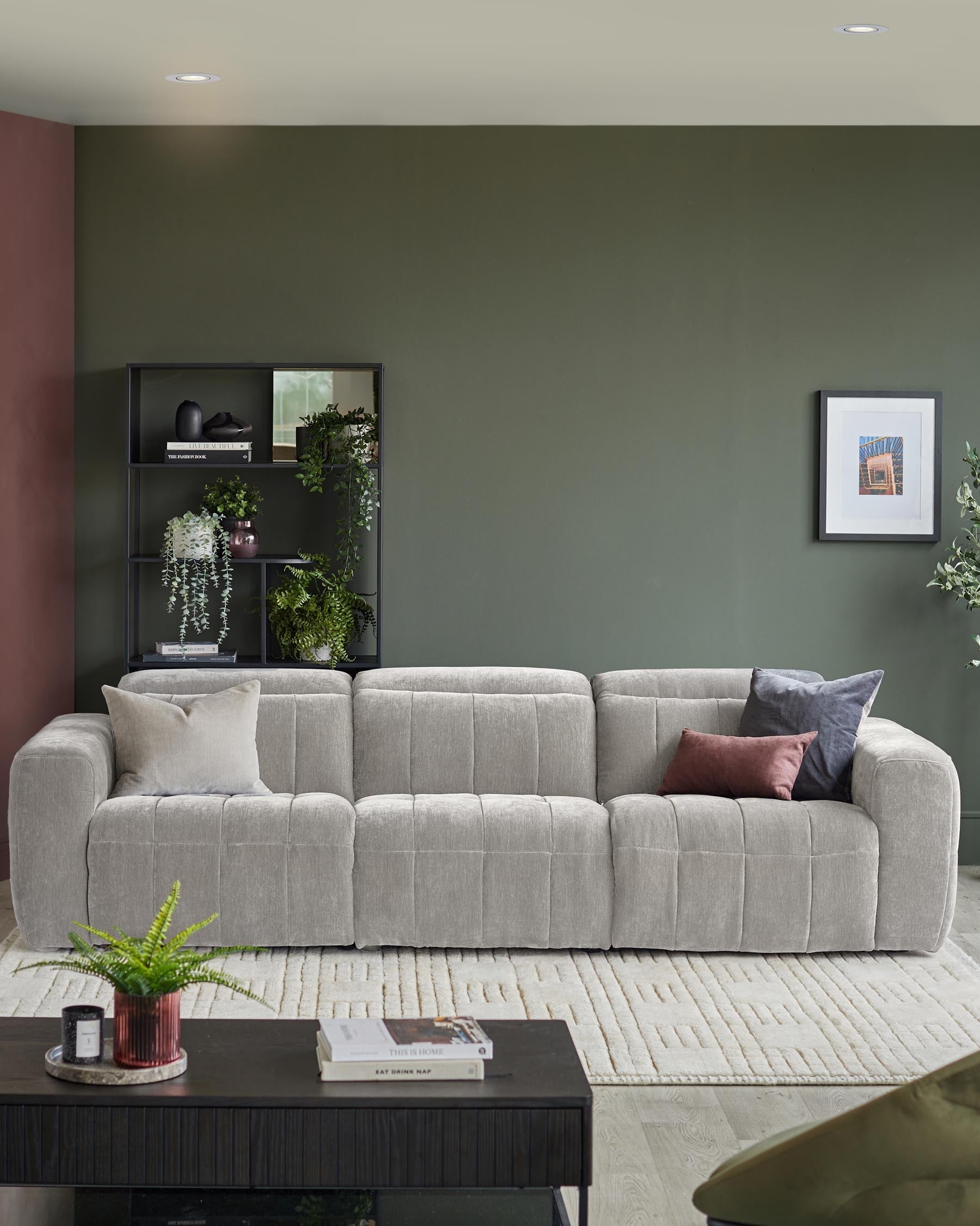Skye light grey fabric 3 seater recliner sofa