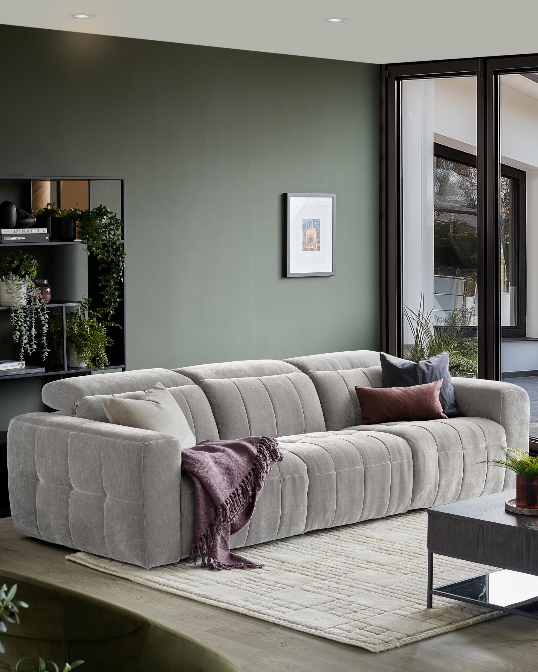 Skye light grey fabric 3 seater recliner sofa