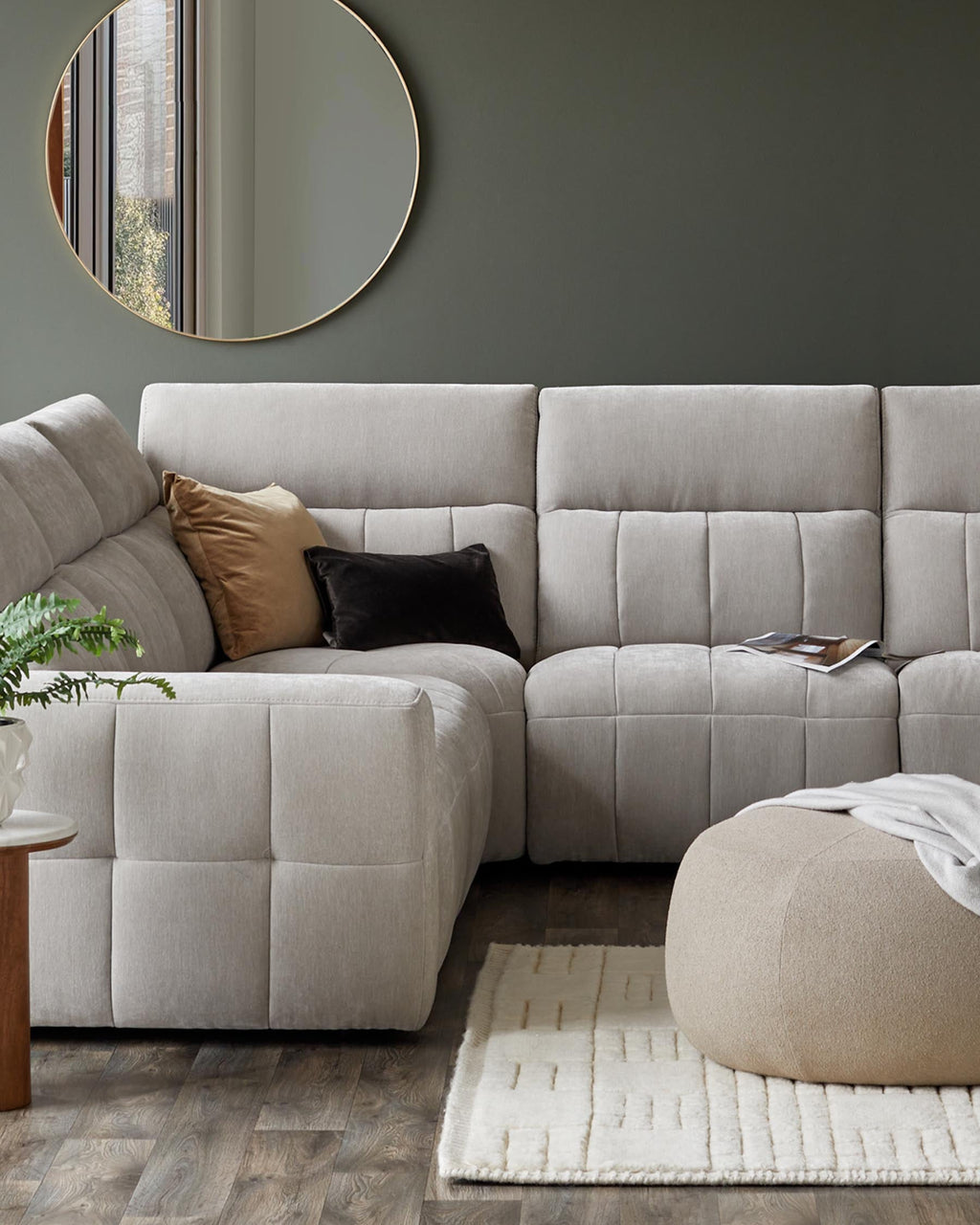 Skye light grey fabric single sofa module