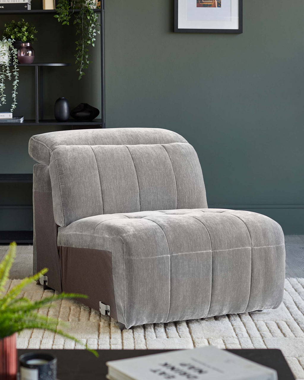 Skye light grey fabric single sofa module