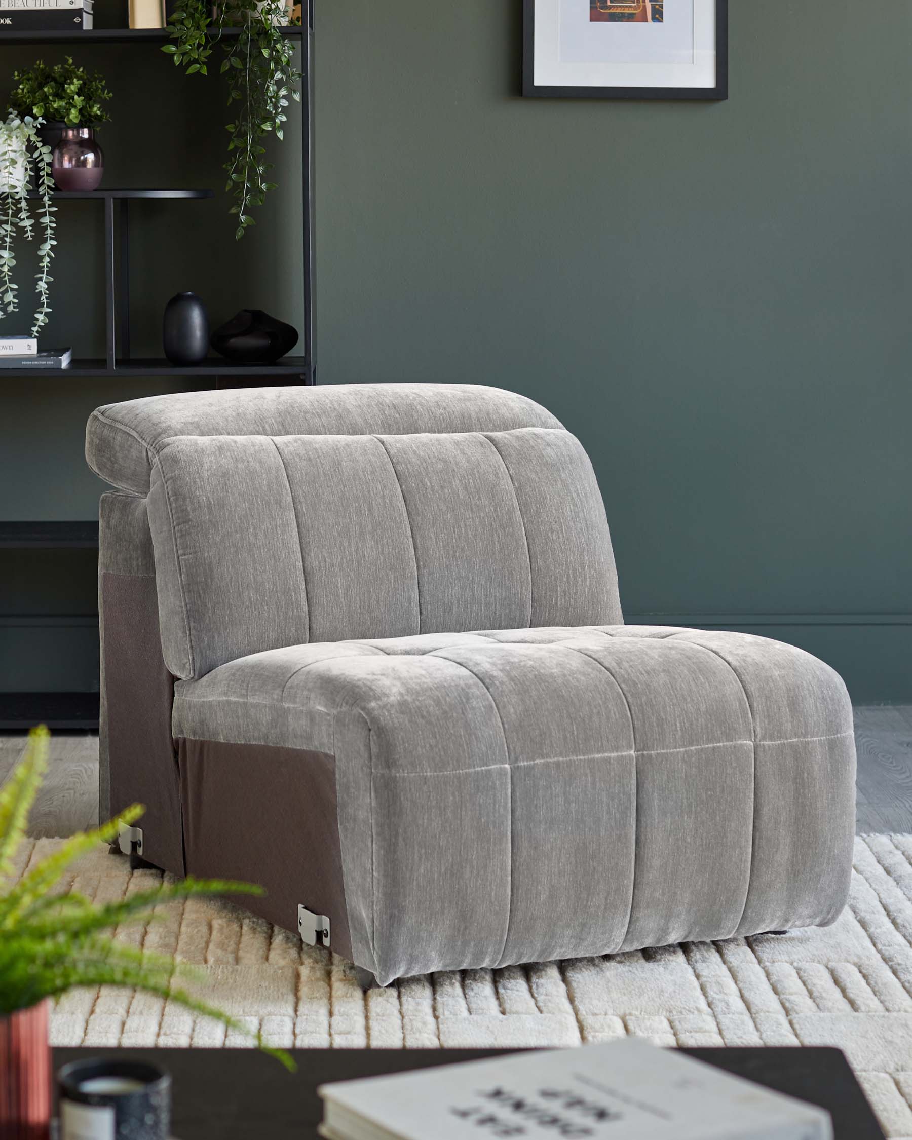 Skye light grey fabric single sofa module