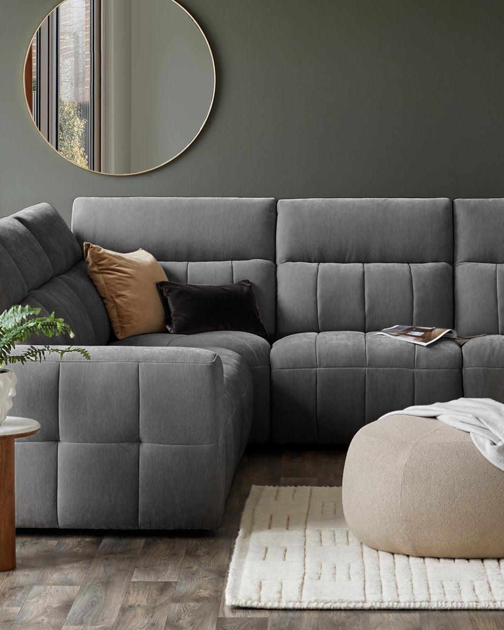 Skye dark grey fabric large corner recliner sofa