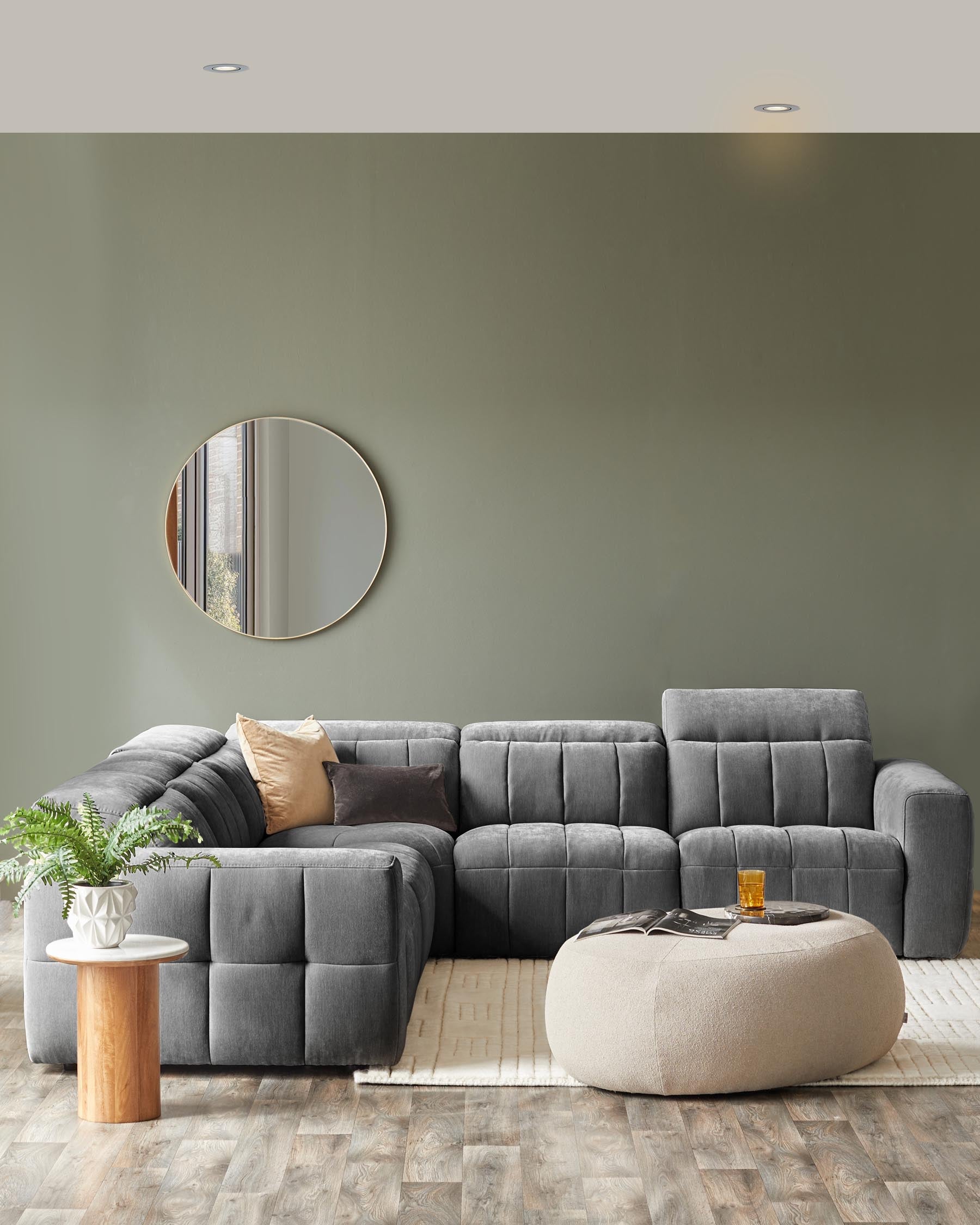 Skye dark grey fabric large corner recliner sofa