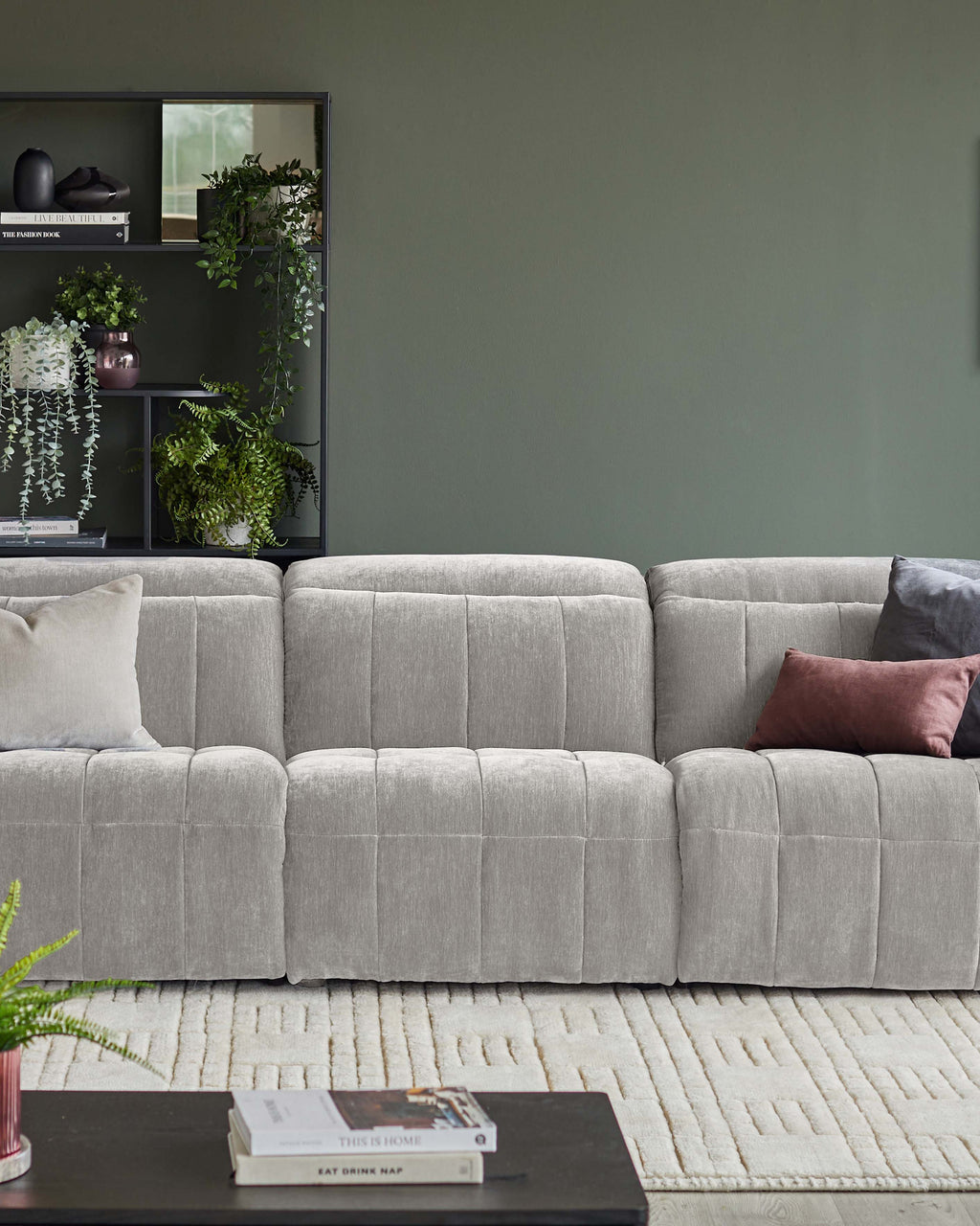 Skye light grey fabric single sofa module