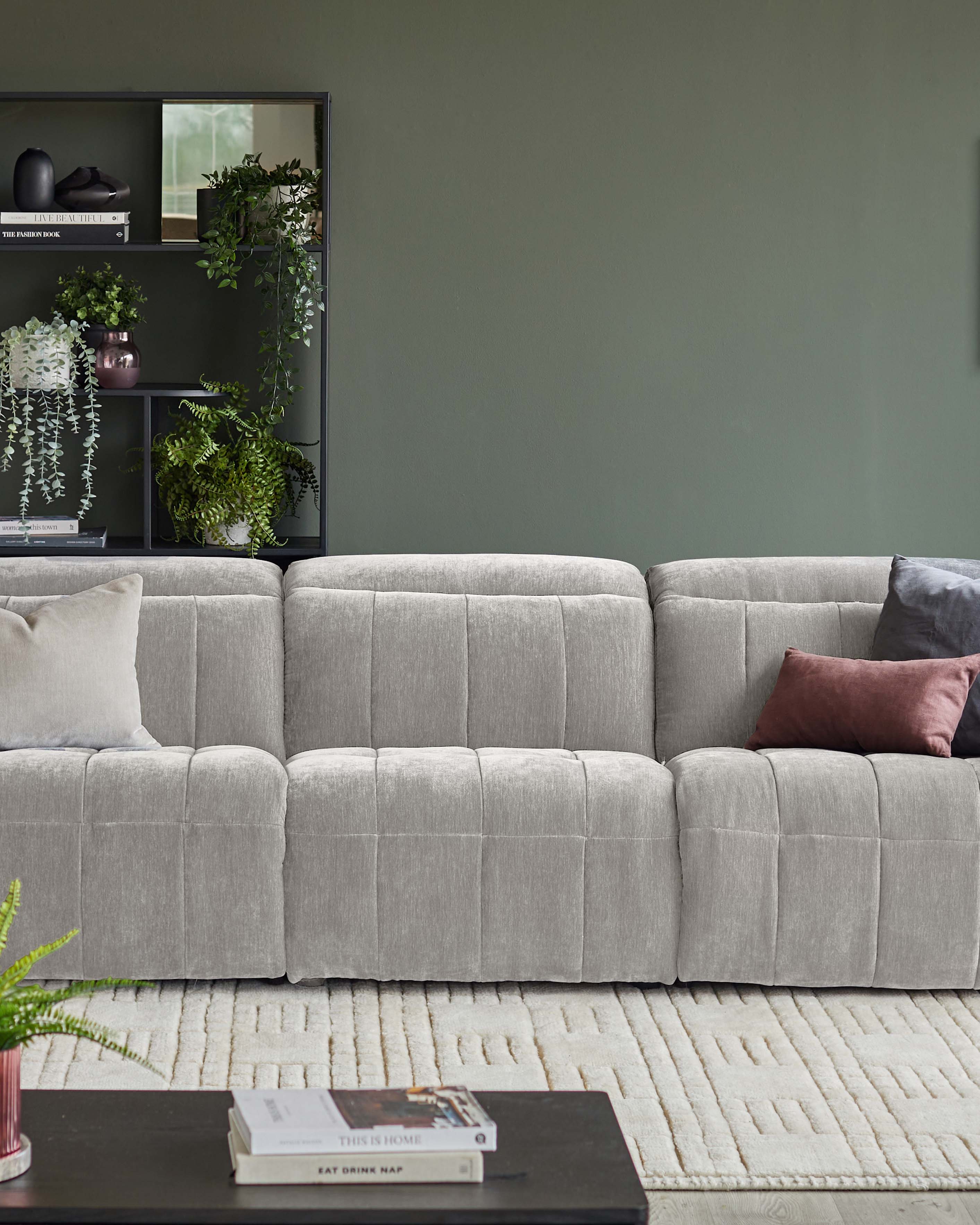 Skye light grey fabric single sofa module