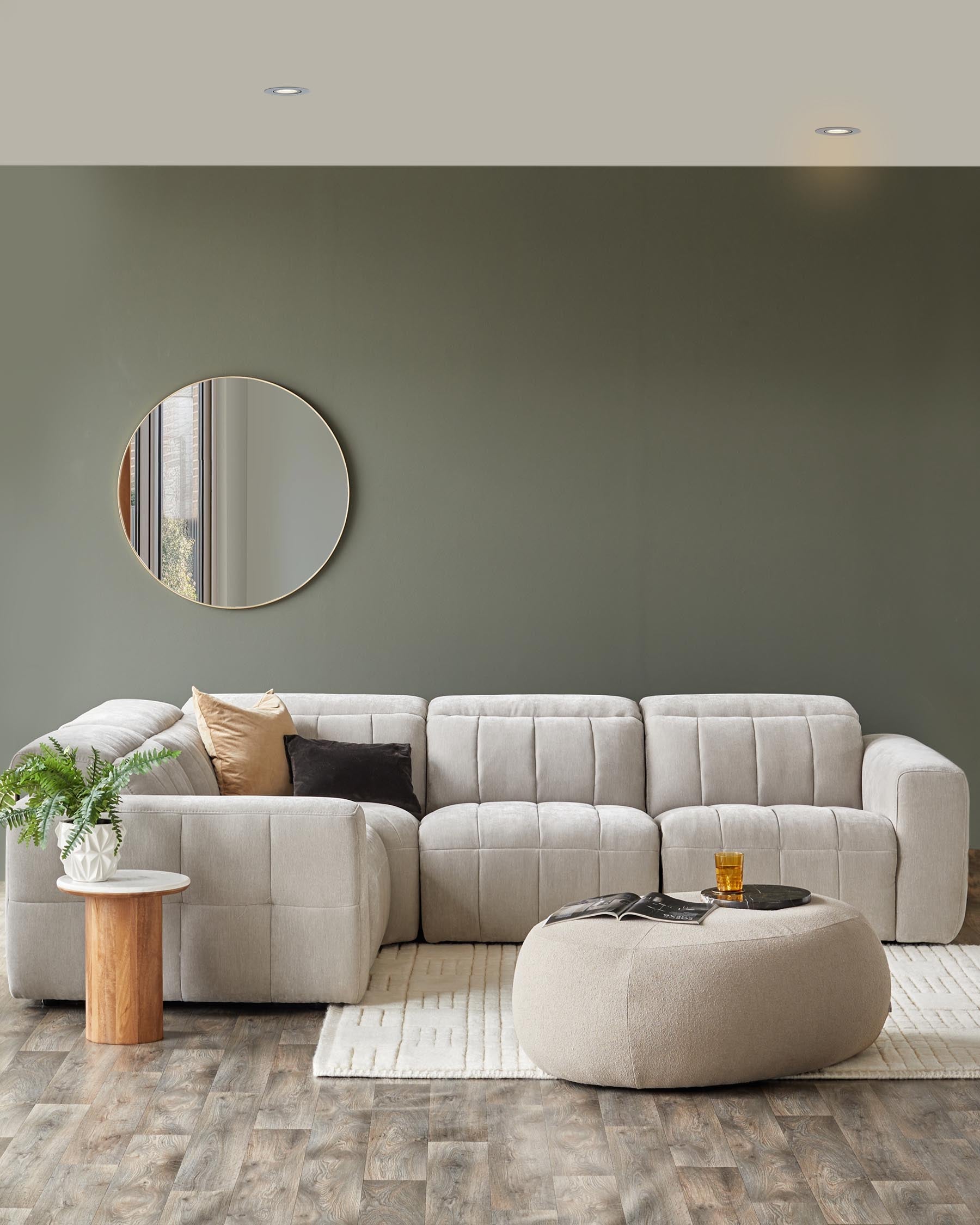 Skye light grey fabric small corner recliner sofa