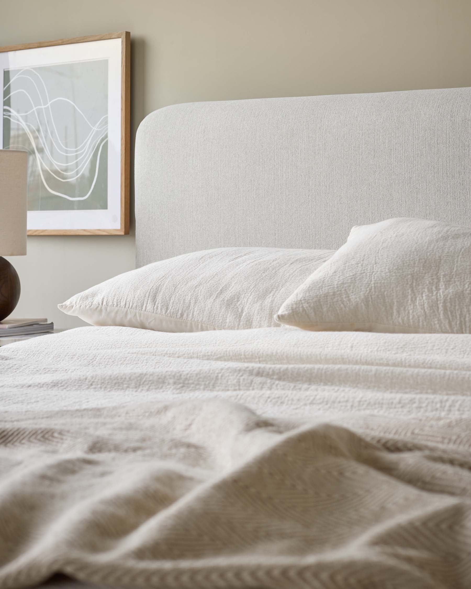 Taylor ivory dual tone fabric double ottoman storage bed