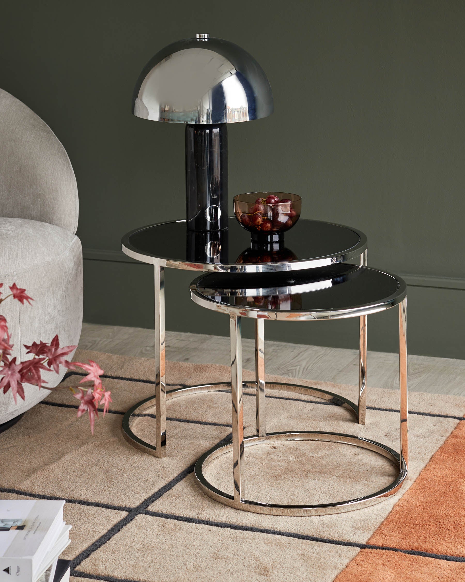 Thea Smoked Mirror Nest Of Tables