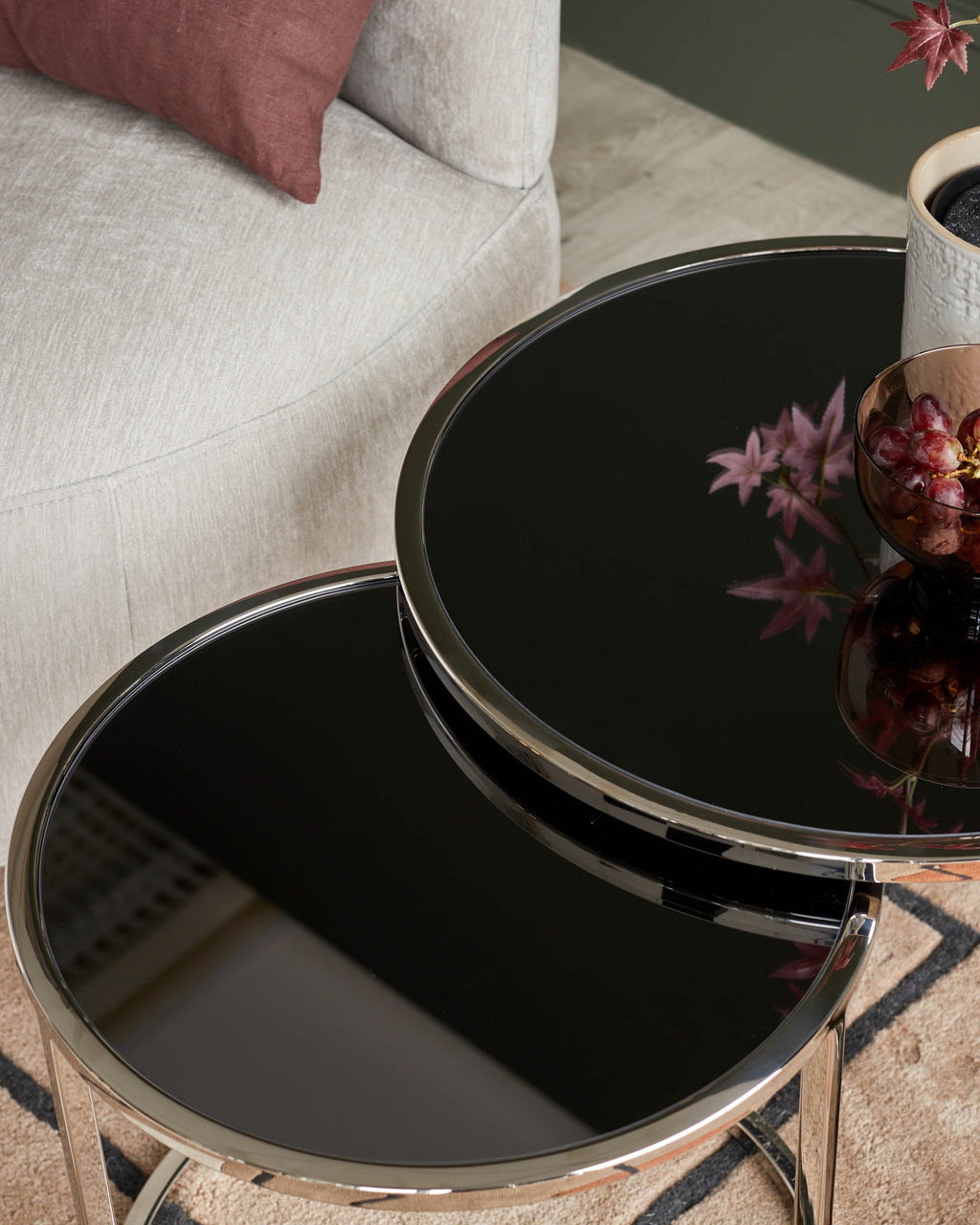 Thea Smoked Mirror Nest Of Tables