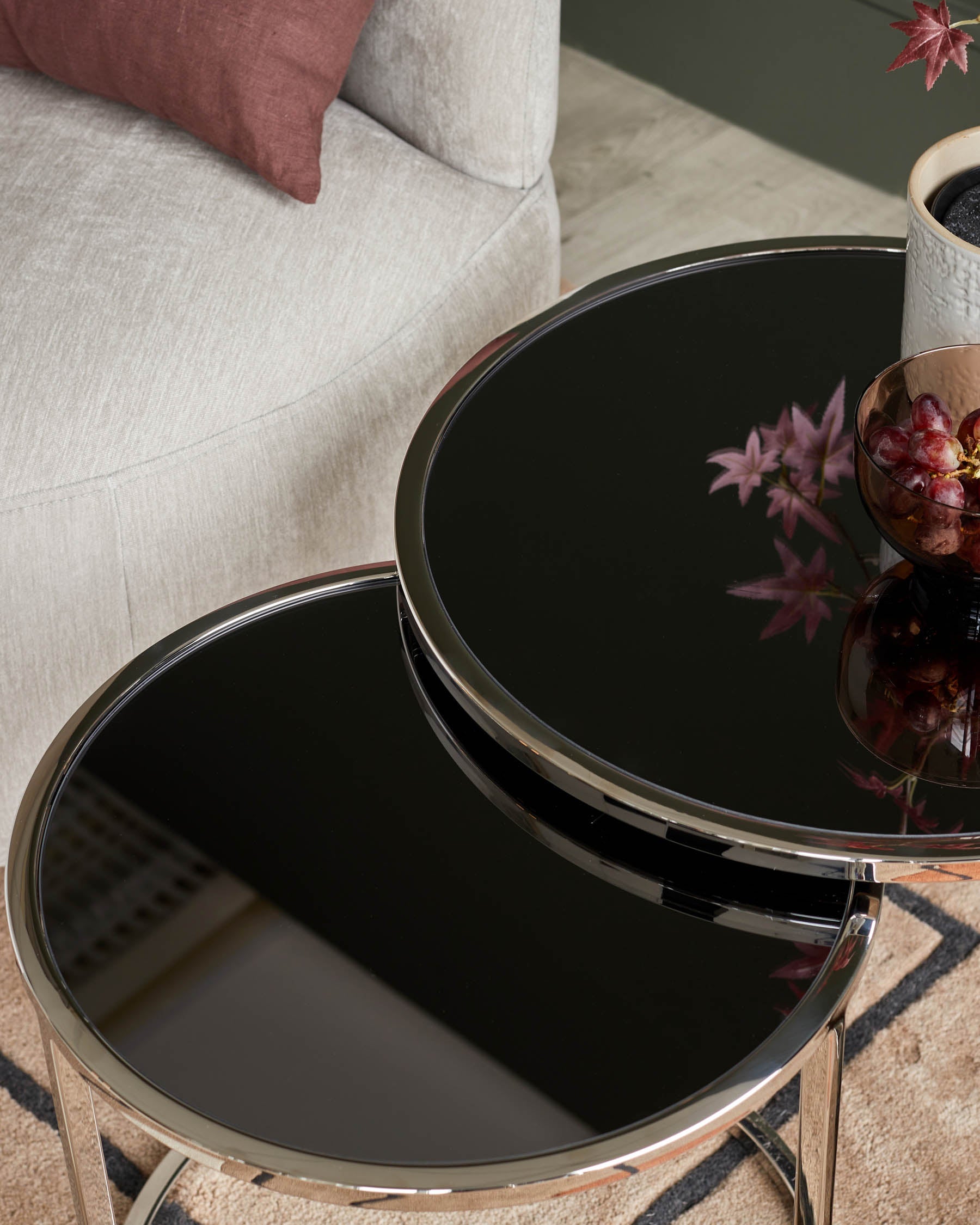 Thea Smoked Mirror Nest Of Tables