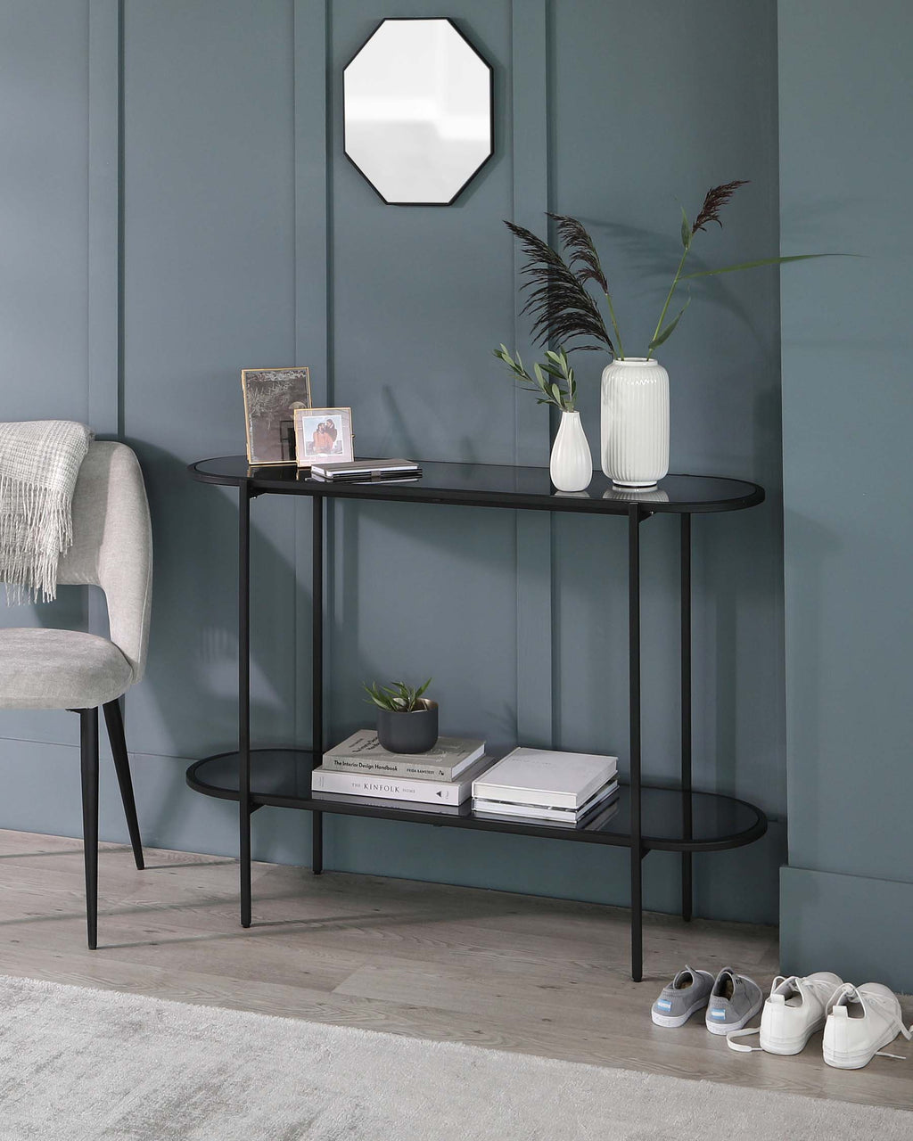 Thea Black Smoked Mirror Console Table