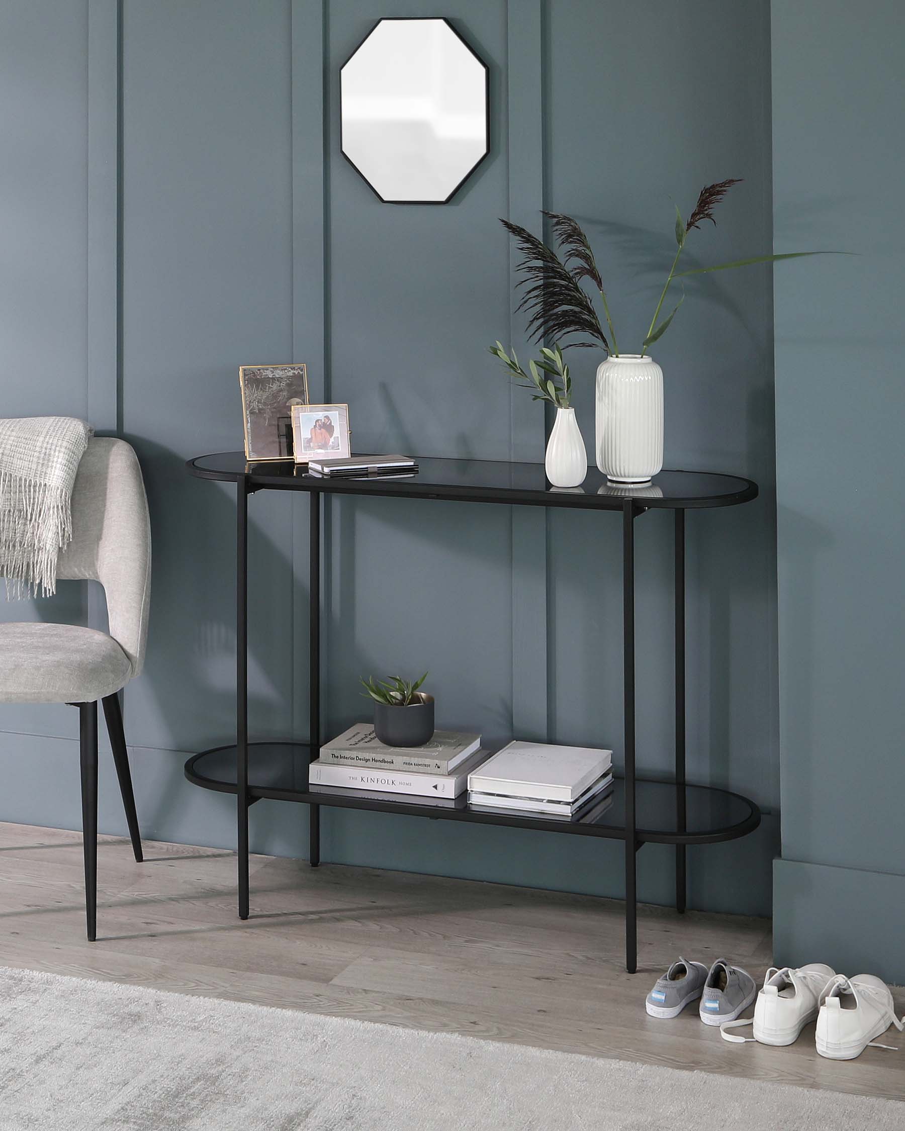 Thea Black Smoked Mirror Console Table