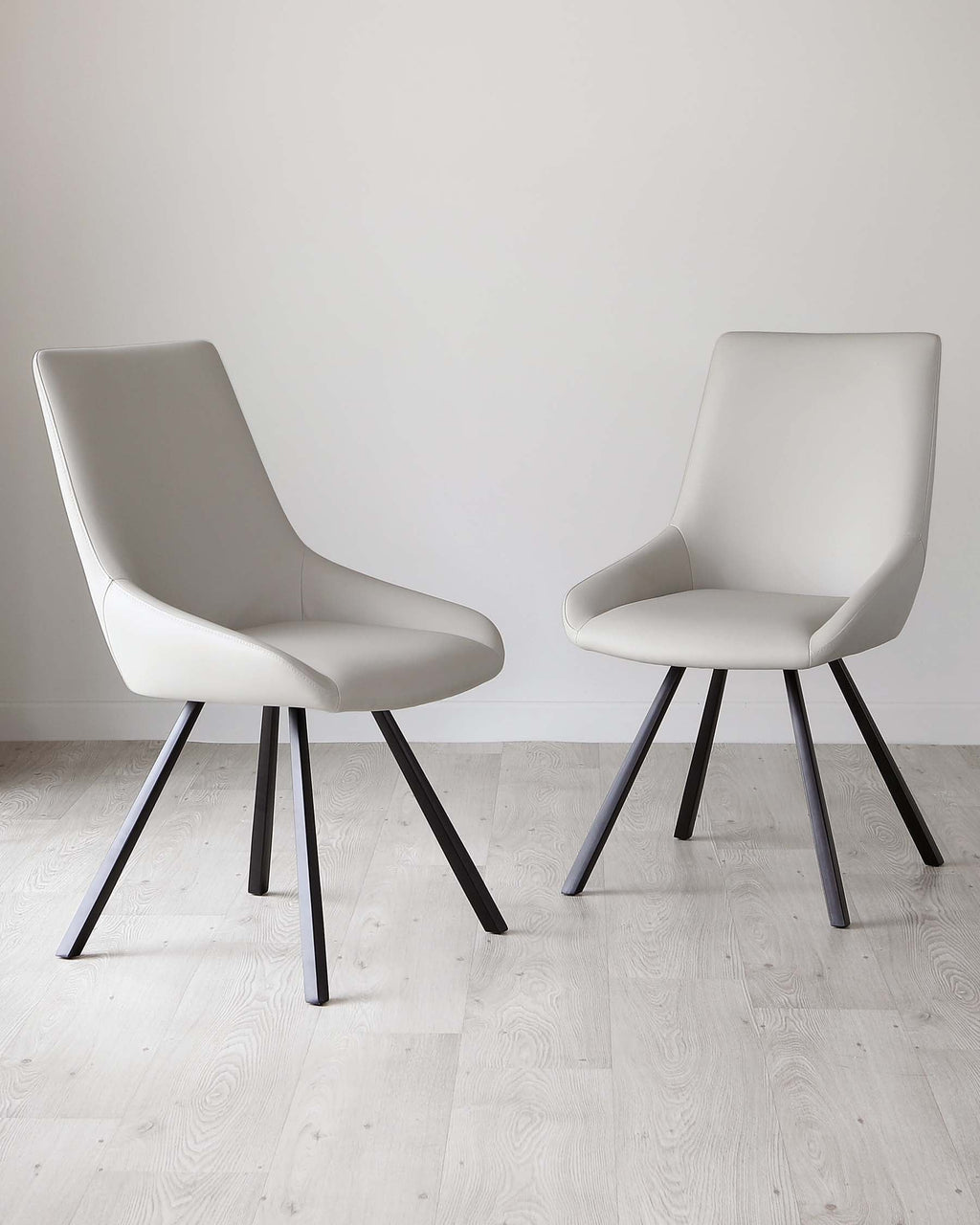 Theo Light Grey Faux Leather Dining Chair With Black Legs