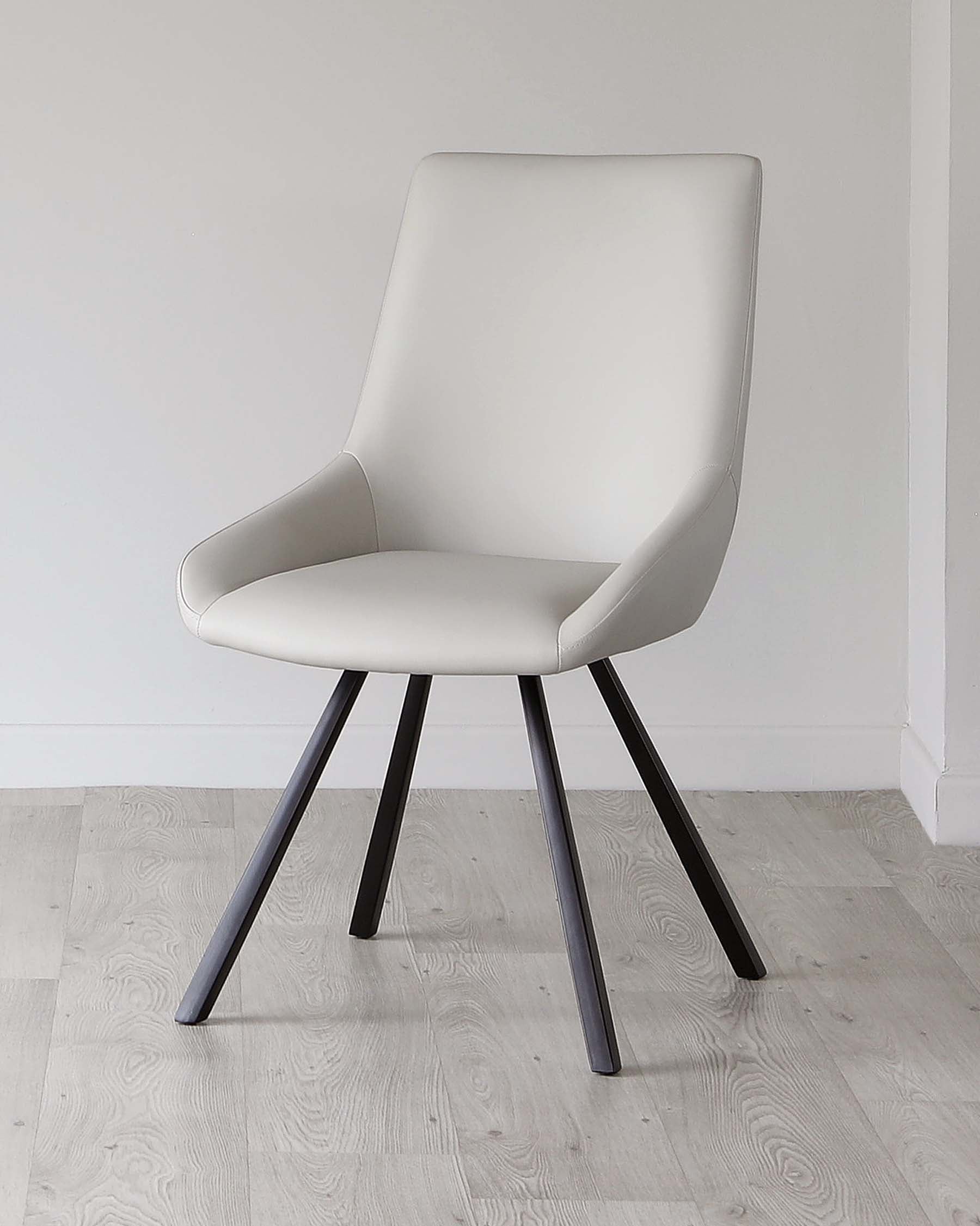 Theo Light Grey Faux Leather Dining Chair With Black Legs