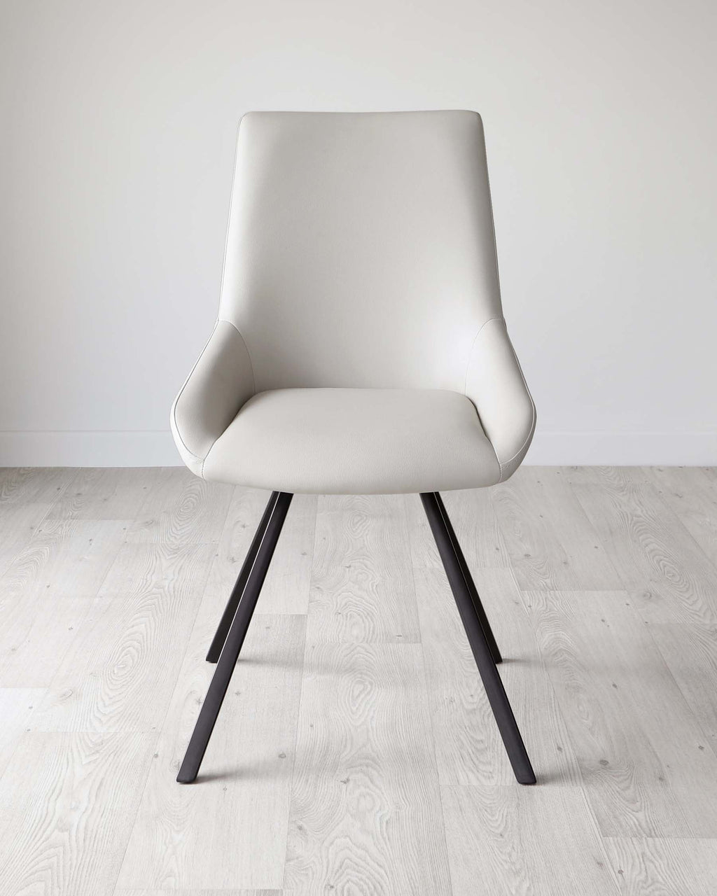 Theo Light Grey Faux Leather Dining Chair With Black Legs