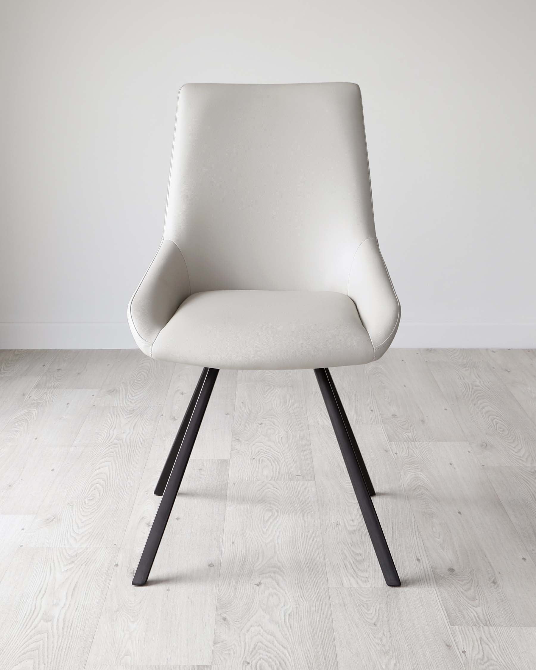 Theo Light Grey Faux Leather Dining Chair With Black Legs