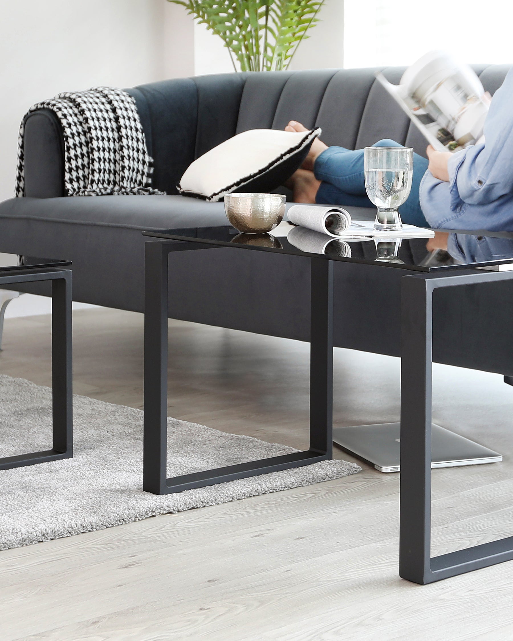 Tiva Smoked Glass Coffee Table Set