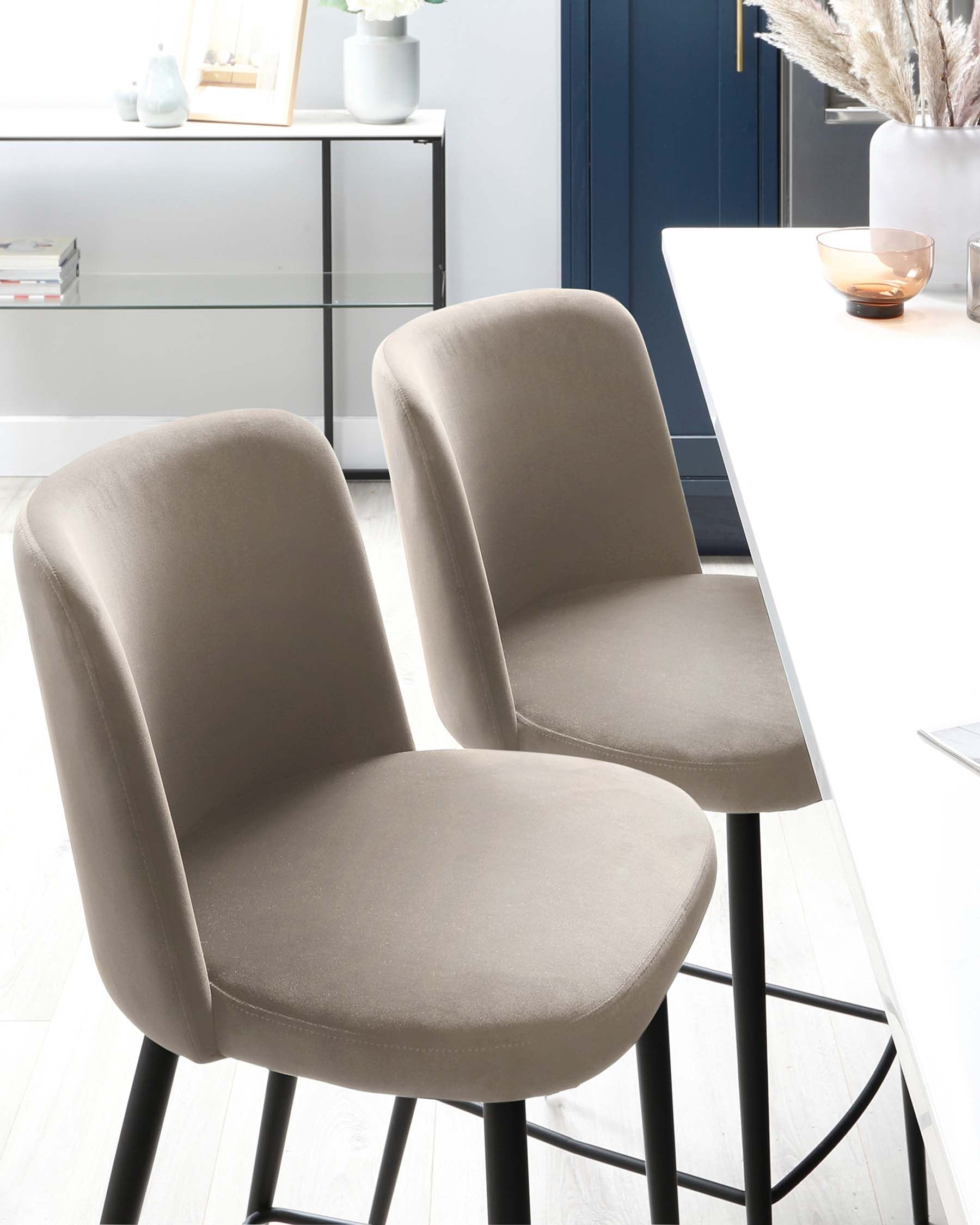 Trinny Champagne Velvet Bar Stool