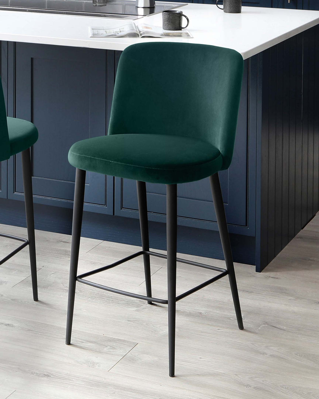 Trinny Dark Green Velvet Bar Stool