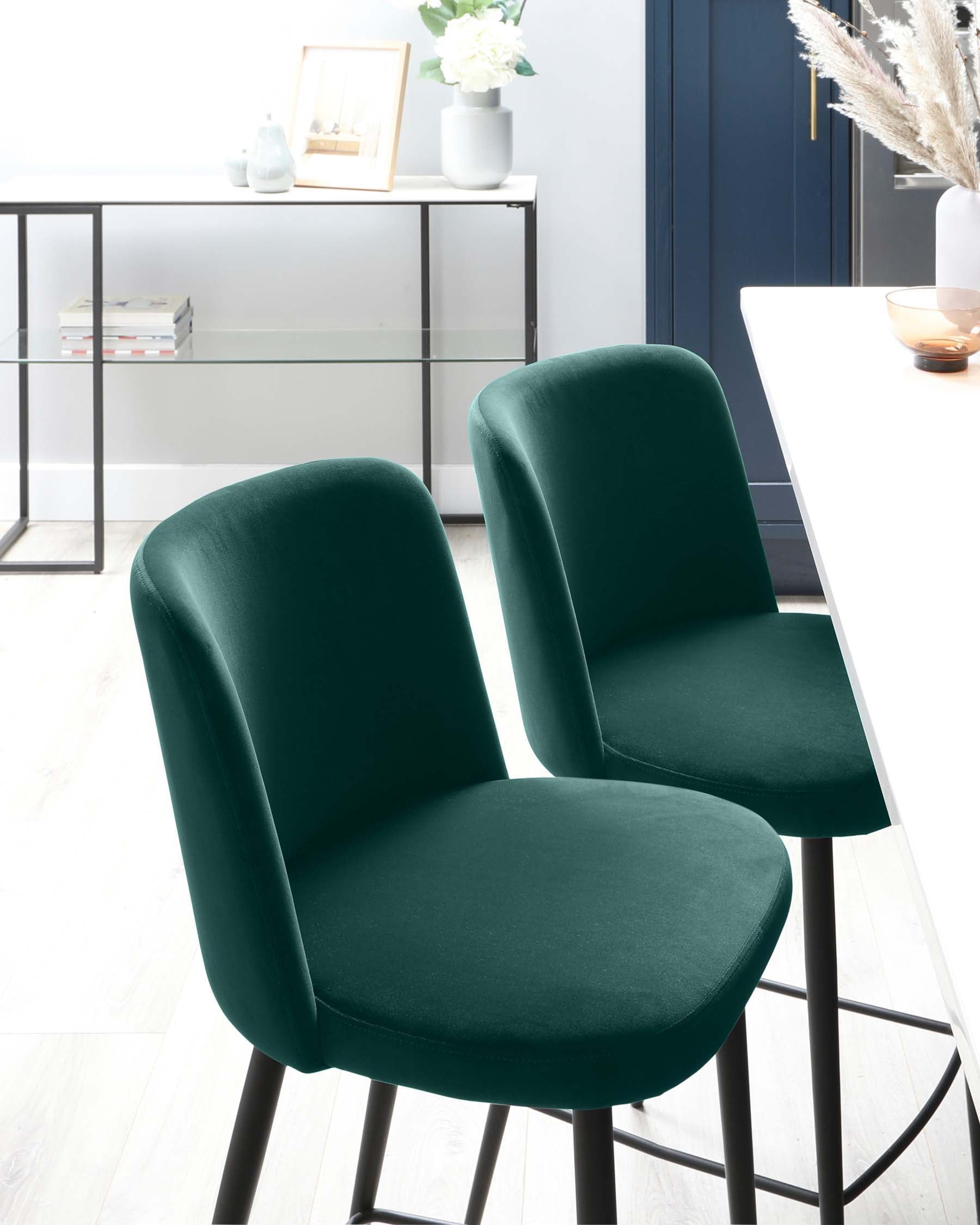 Trinny Dark Green Velvet Bar Stool