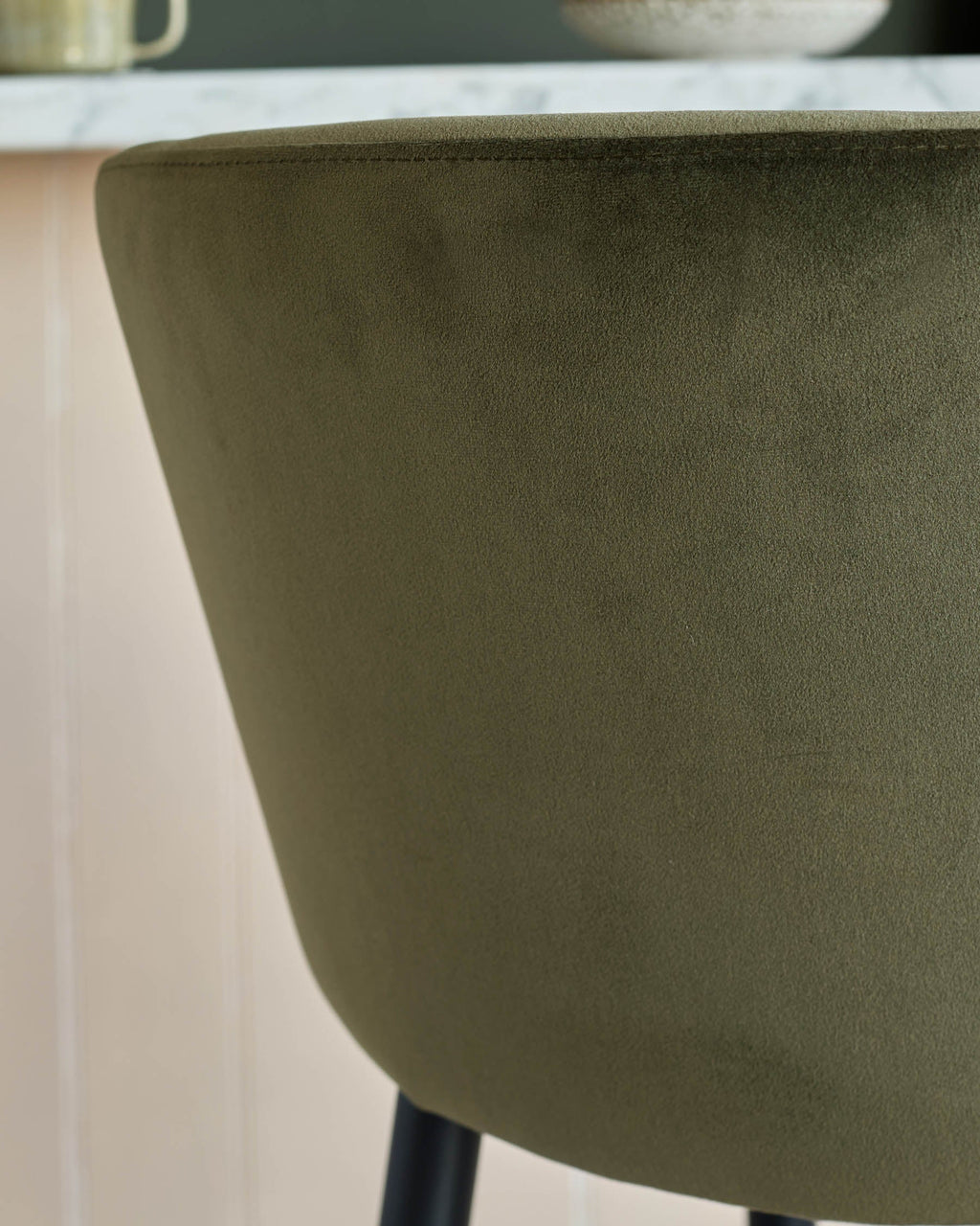 Trinny olive green velvet bar stool