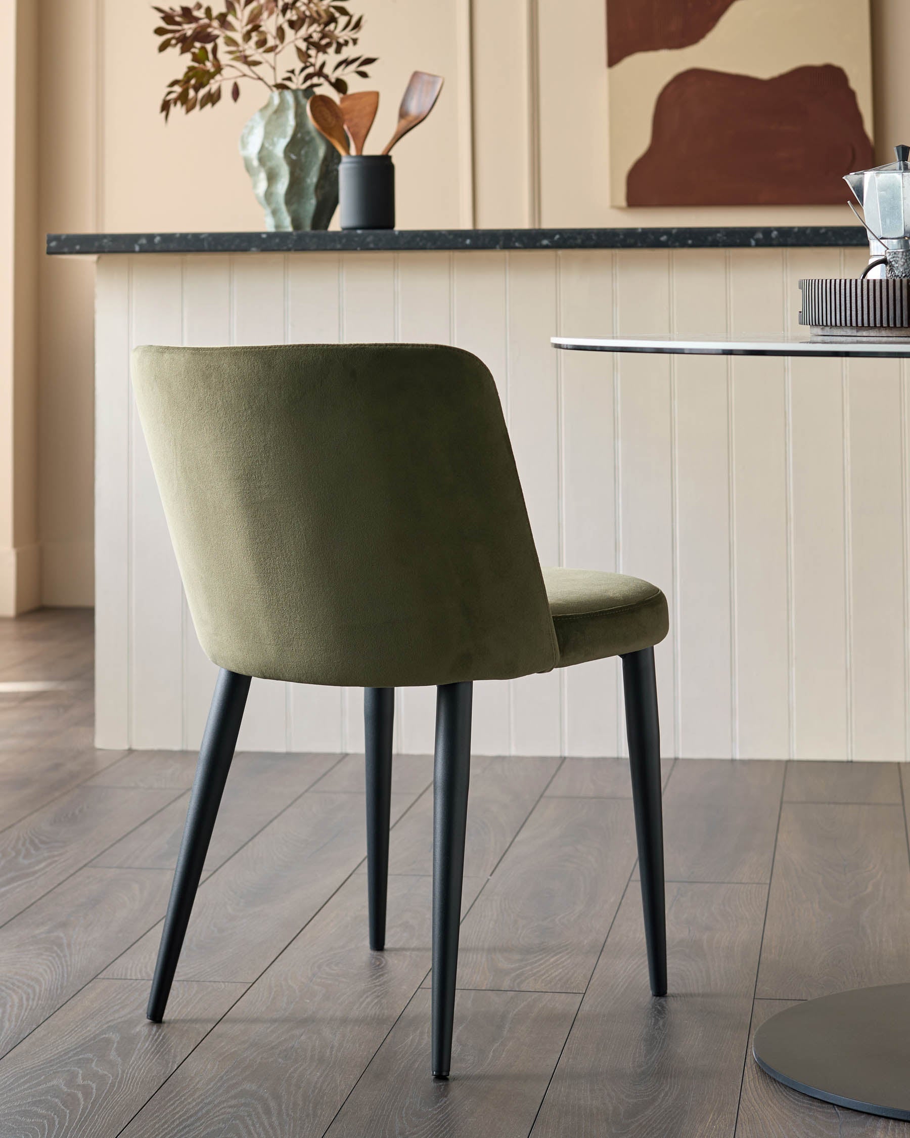 Trinny olive green velvet dining chair