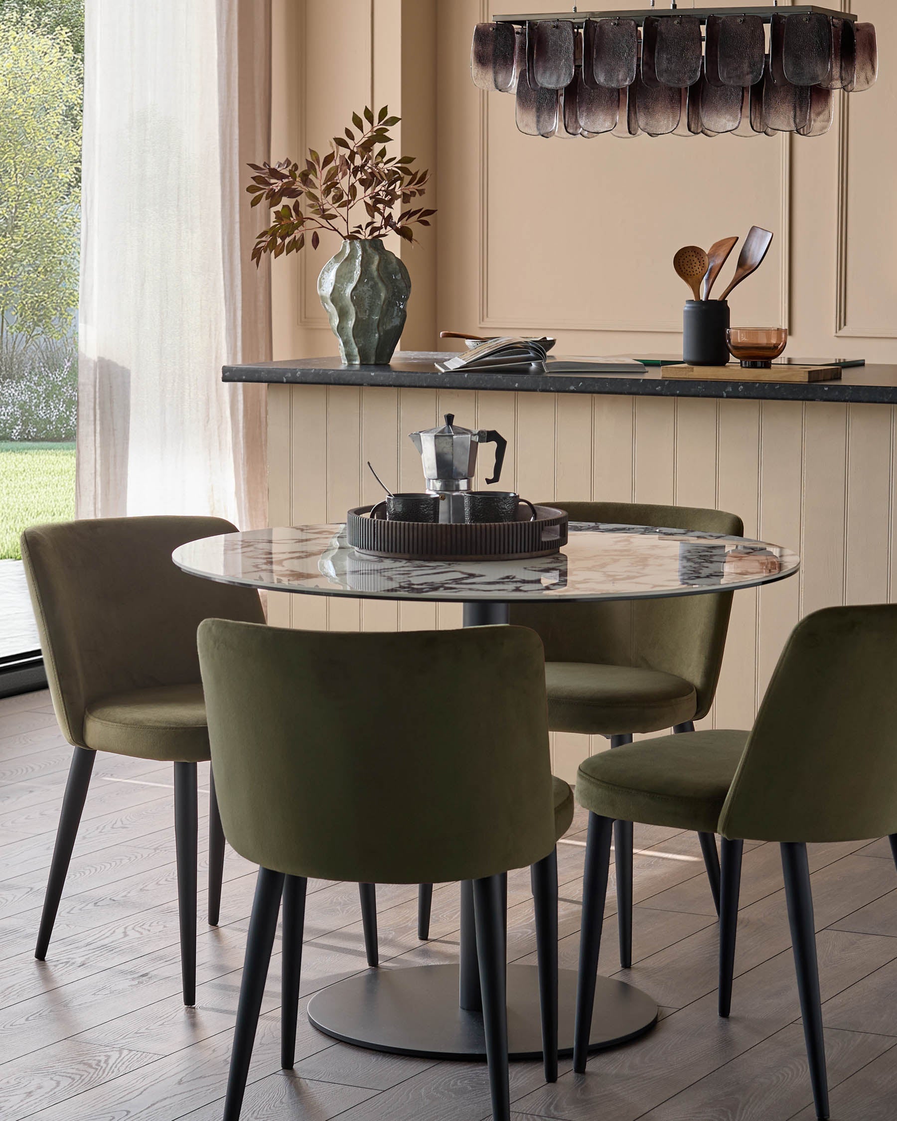 Trinny olive green velvet dining chair