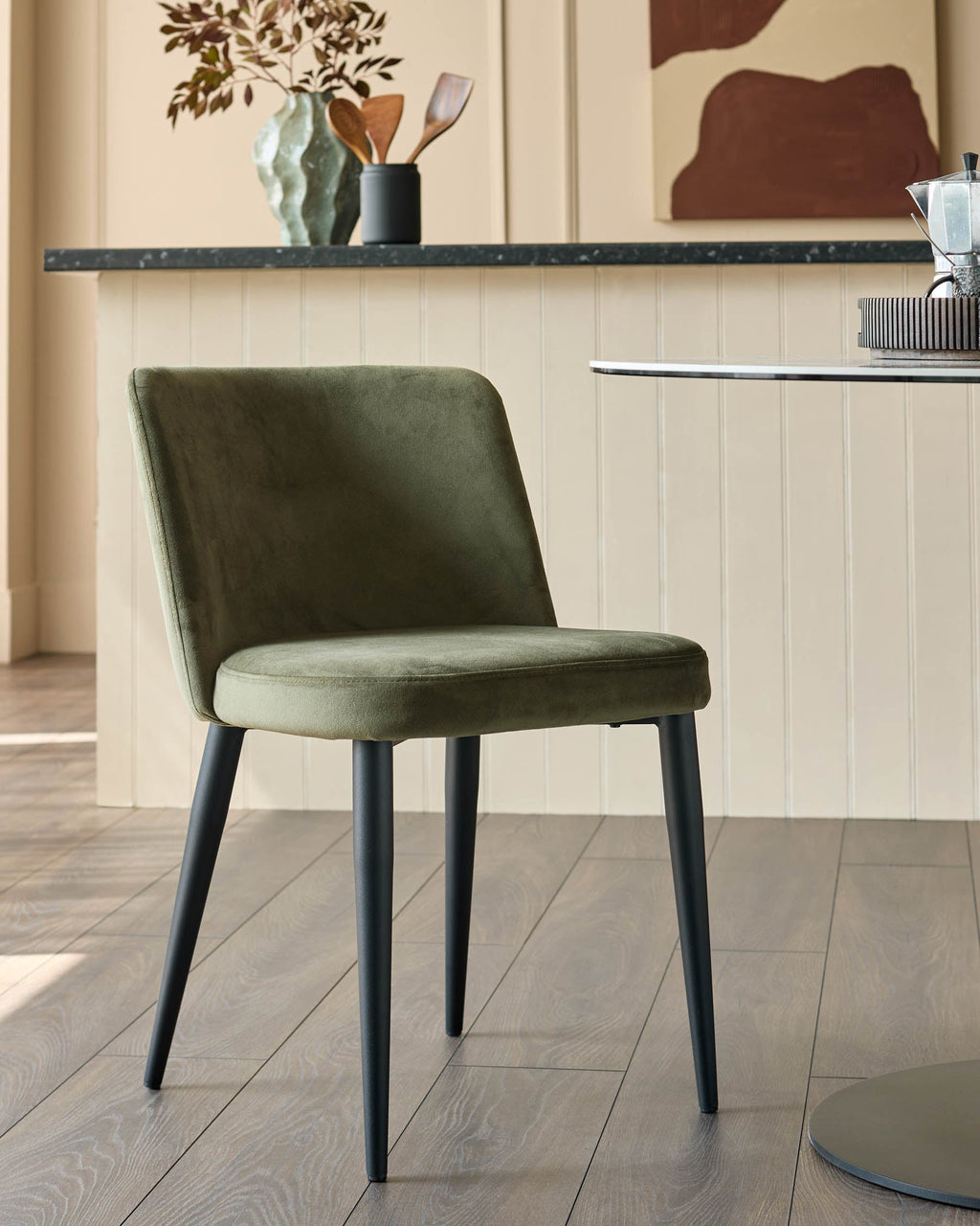 Trinny olive green velvet dining chair