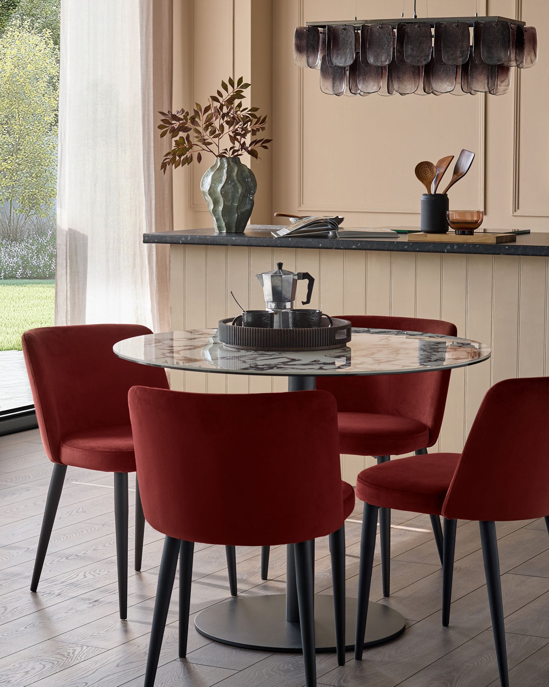 Trinny toffee red velvet dining chair